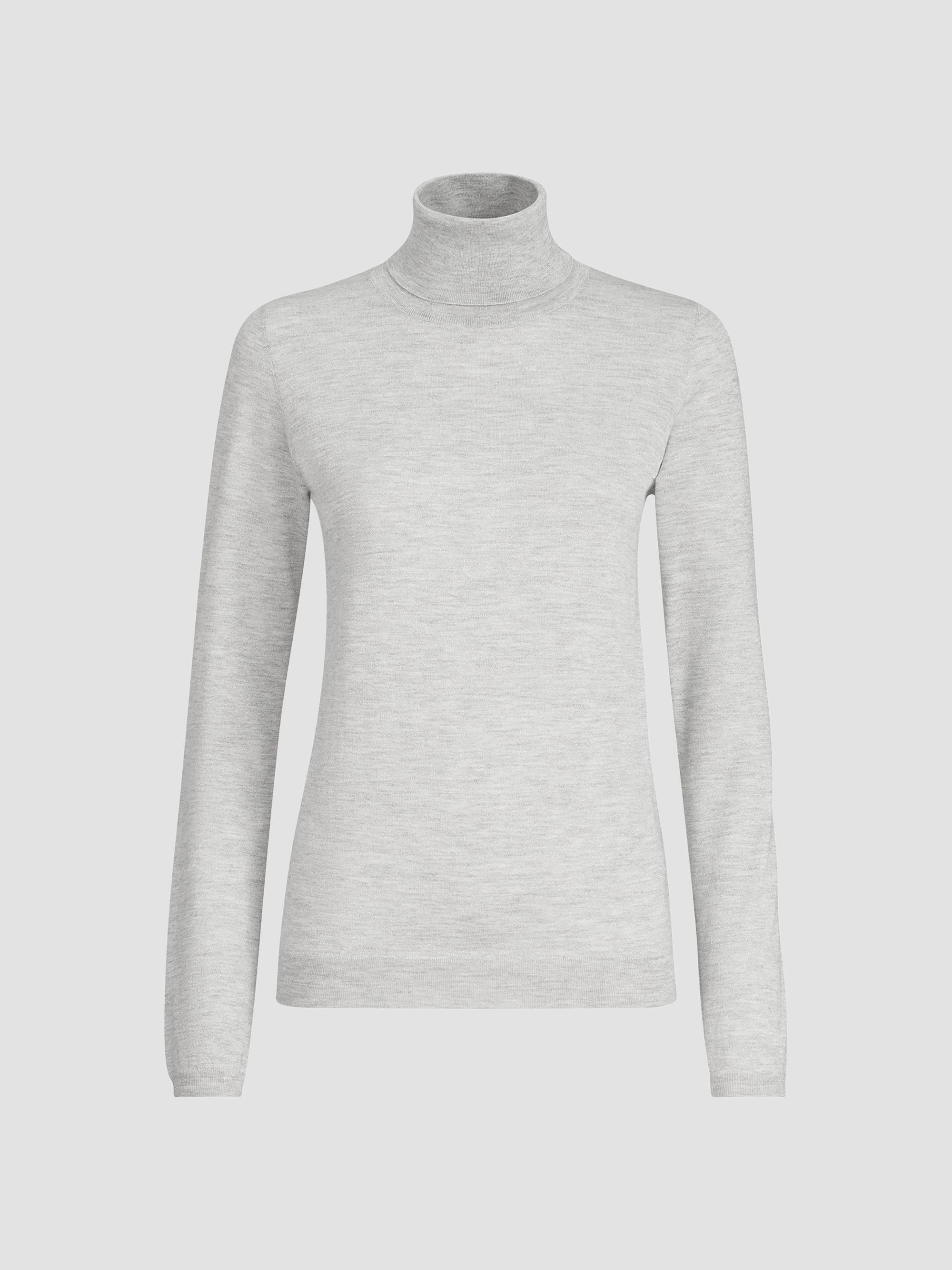 Brunello Cucinelli Women's Sparkling Cashmere and Silk Lightweight Turtleneck Sweater - Pebble | Thumbnail 7