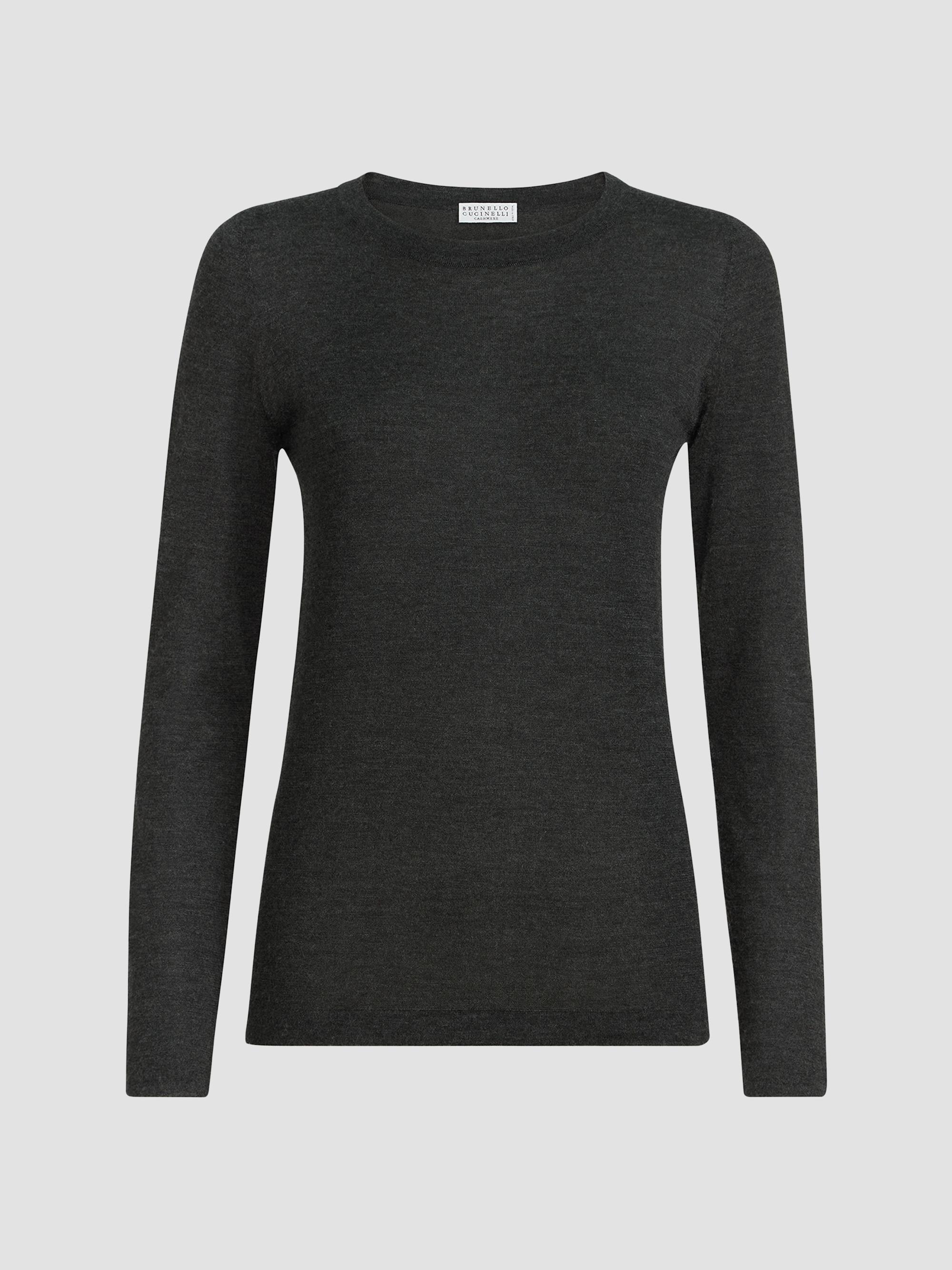 Brunello Cucinelli Women's Cashmere and Silk Lightweight Sweater - Anthracite | Thumbnail 7