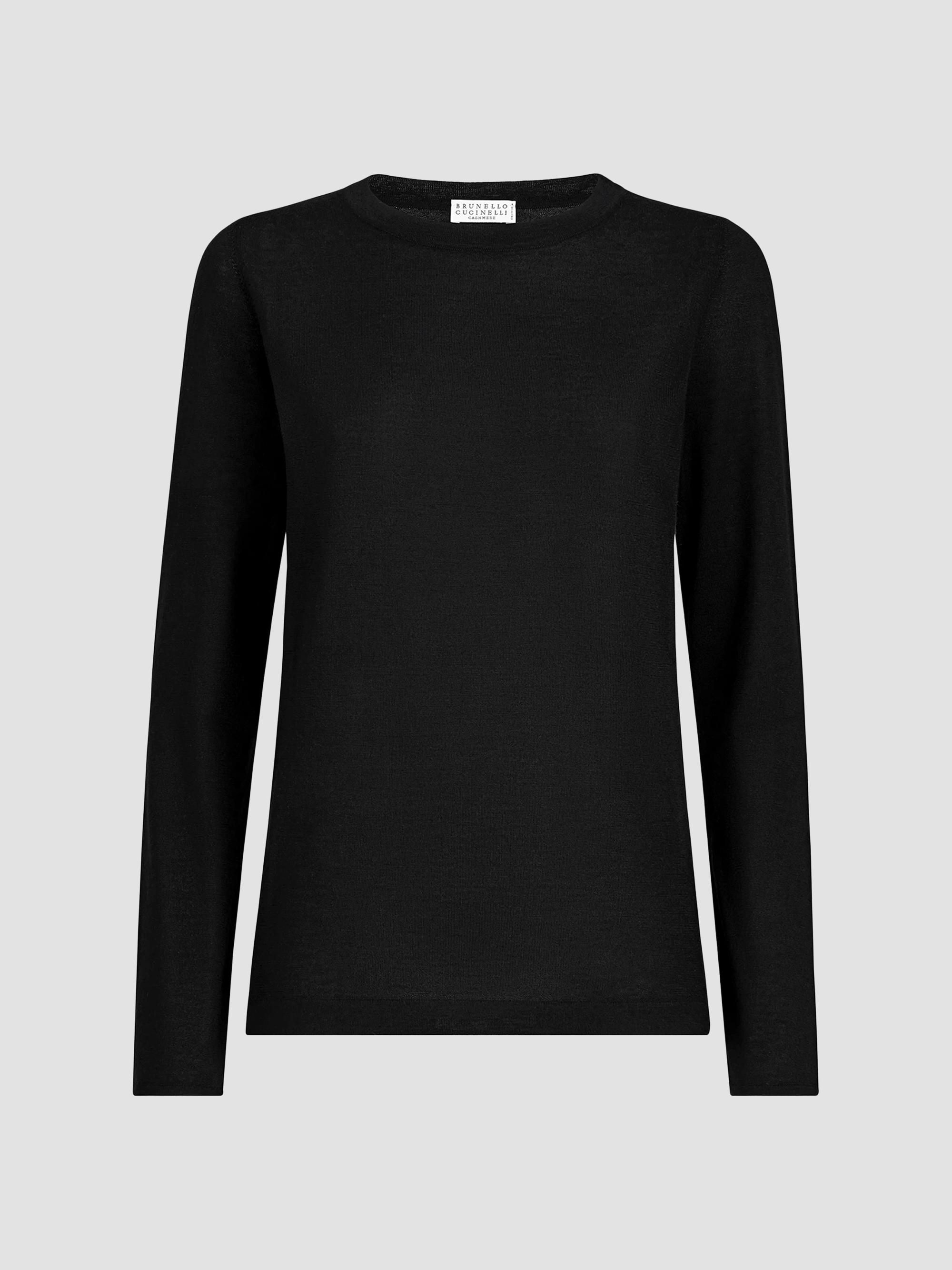 Brunello Cucinelli Women's Cashmere and Silk Lightweight Sweater - Black | Thumbnail 7