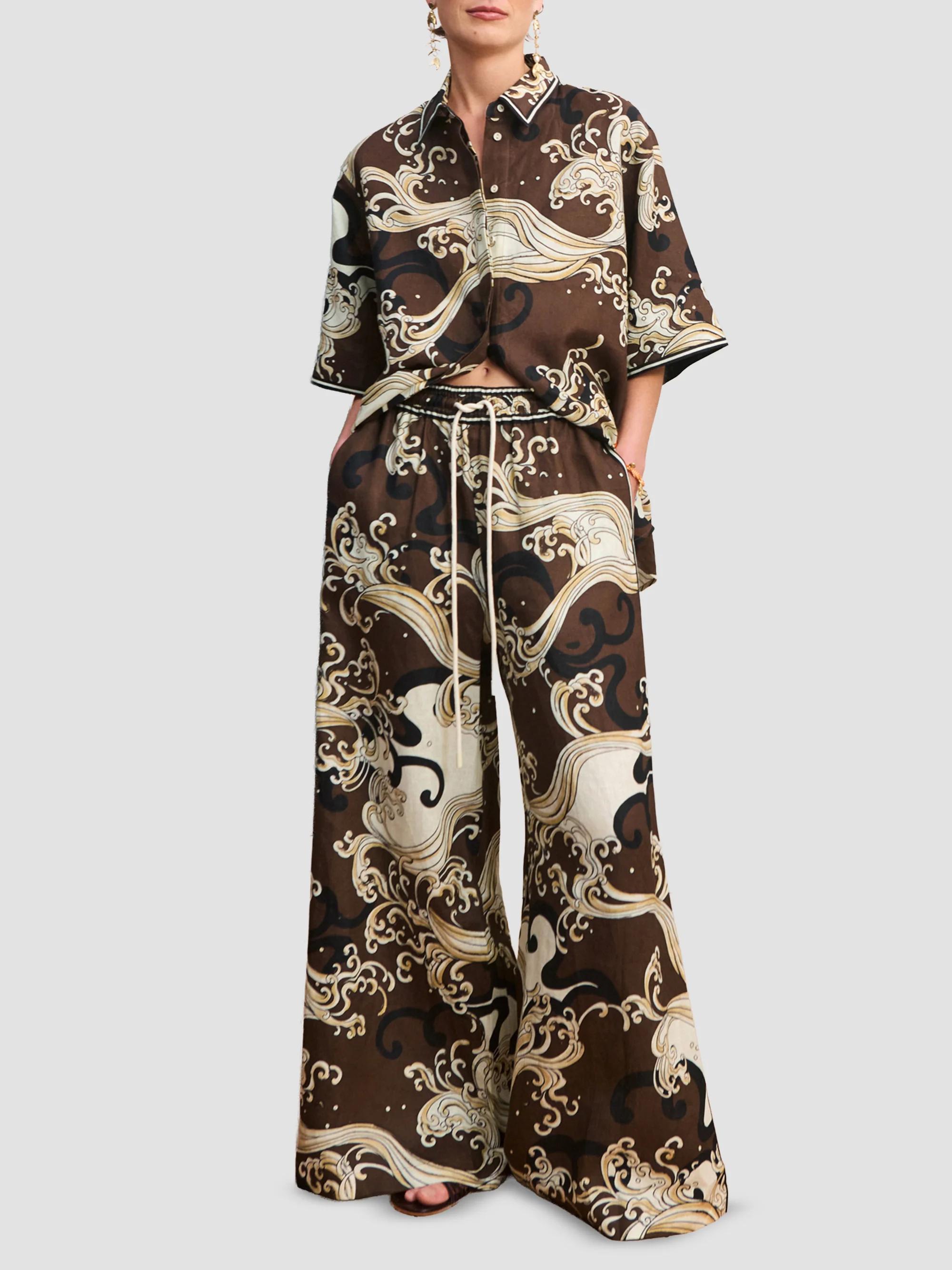 ALÉMAIS Otis Wave Wide-Leg Pants | Saks Fifth Avenue