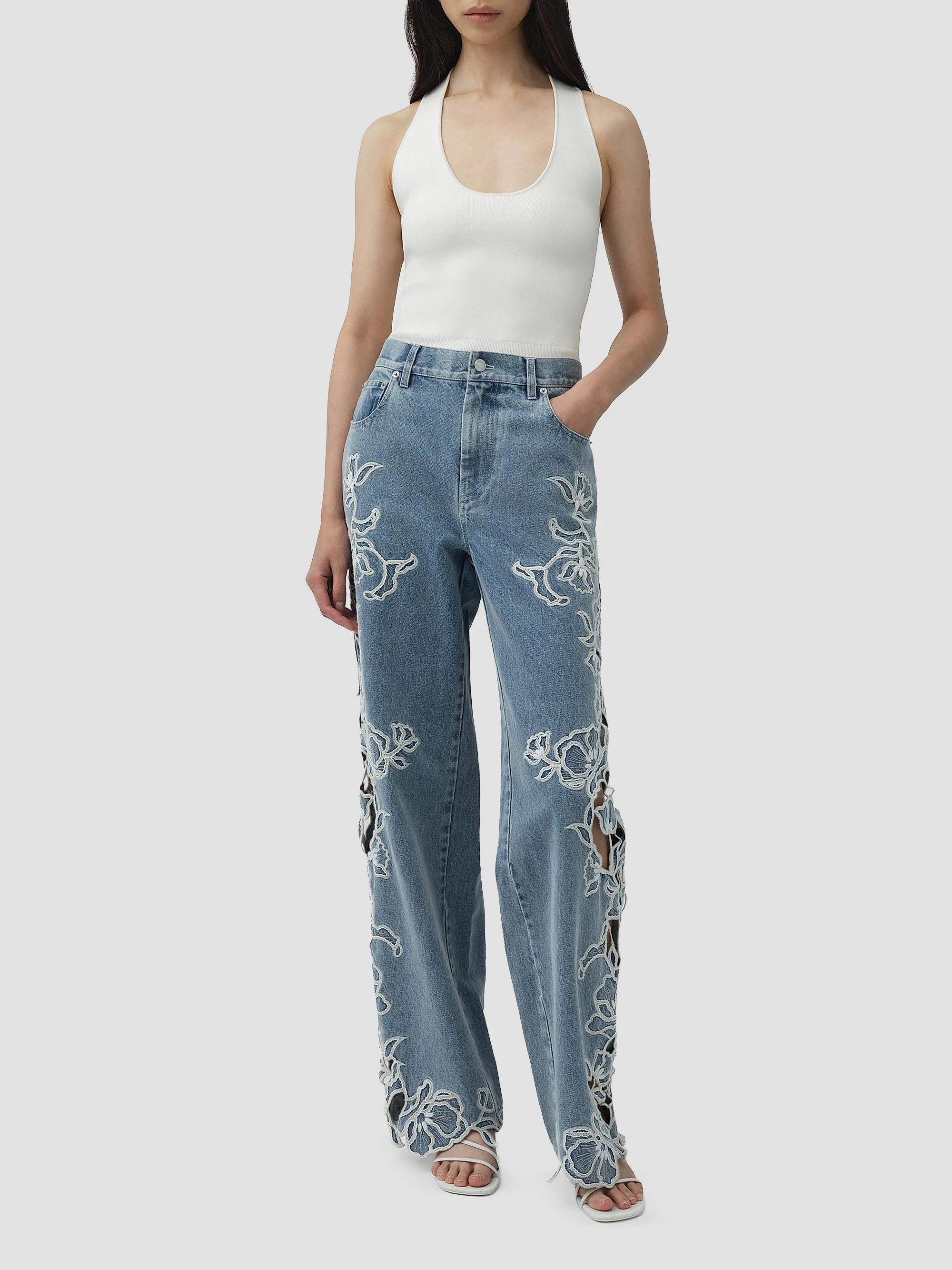 SIMKHAI Porter Embroidered Jeans | Saks Fifth Avenue