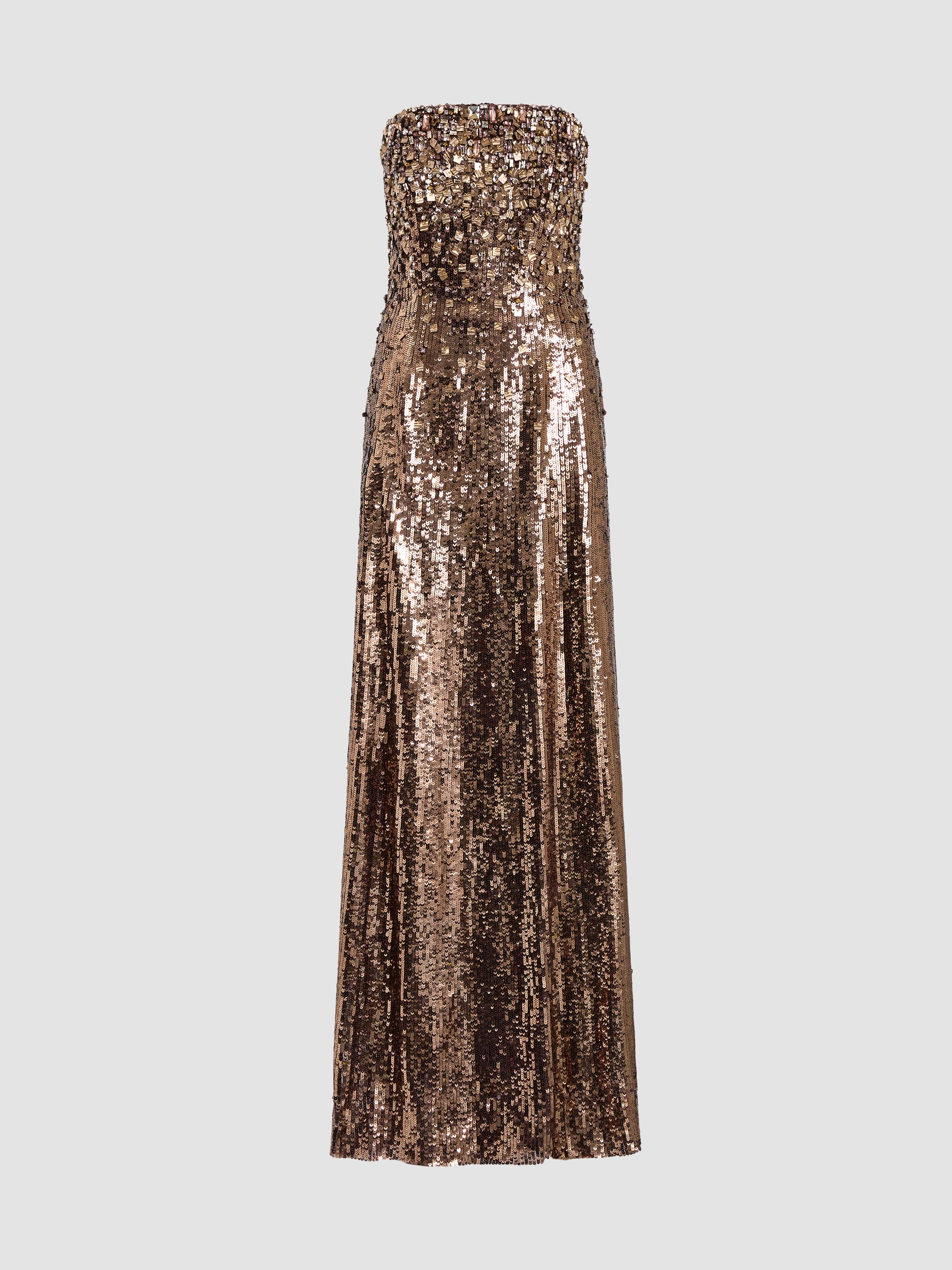 satin gold maxi dress Women's Belted - - US 12 - Saffron normal main image 0