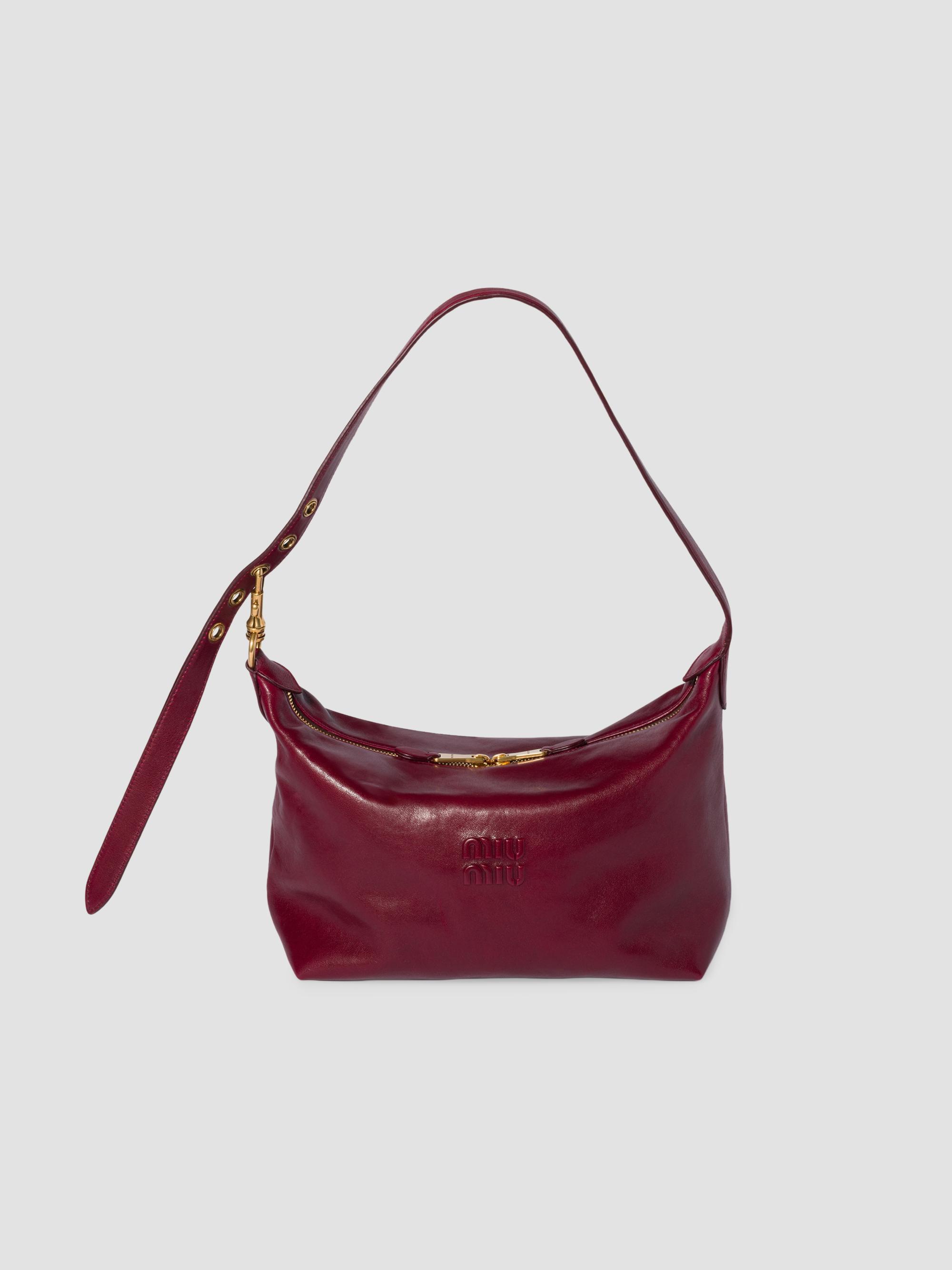 Miu Miu Women's Spirit Nappa Leather Shoulder Bag - Dark Red | Thumbnail 6