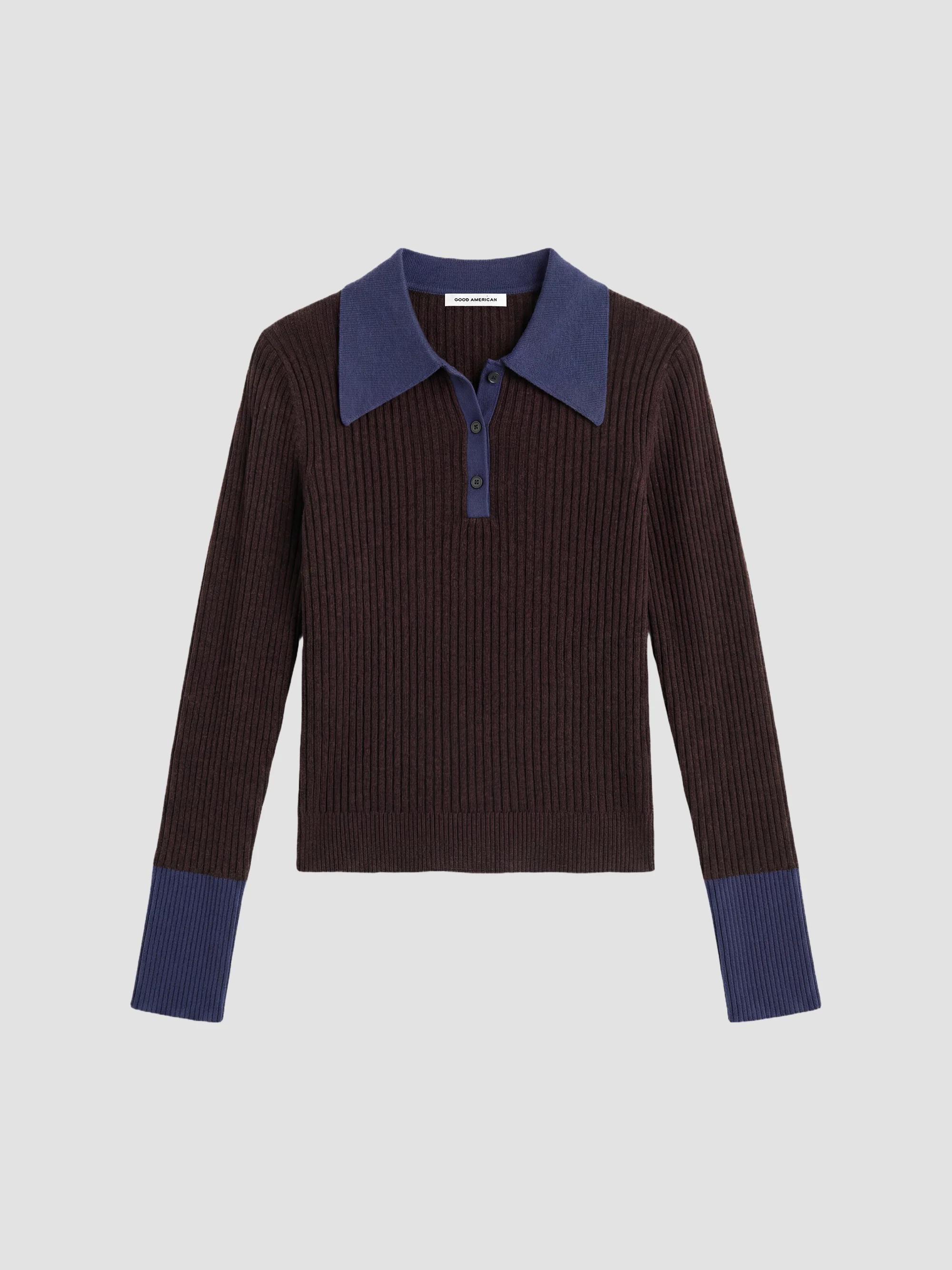 トップス 00s SAKS FIFTH AVENUE merino knit polo Good American Rib-Knit Merino Wool Polo Sweater | Saks Fifth Avenue