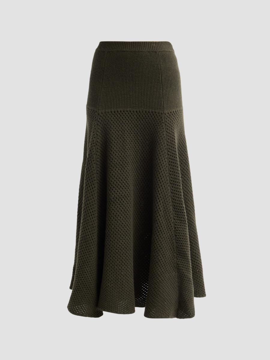 Ulla Johnson Women's Lucia Waffle-knit Merino Wool Maxi Skirt In Militaire