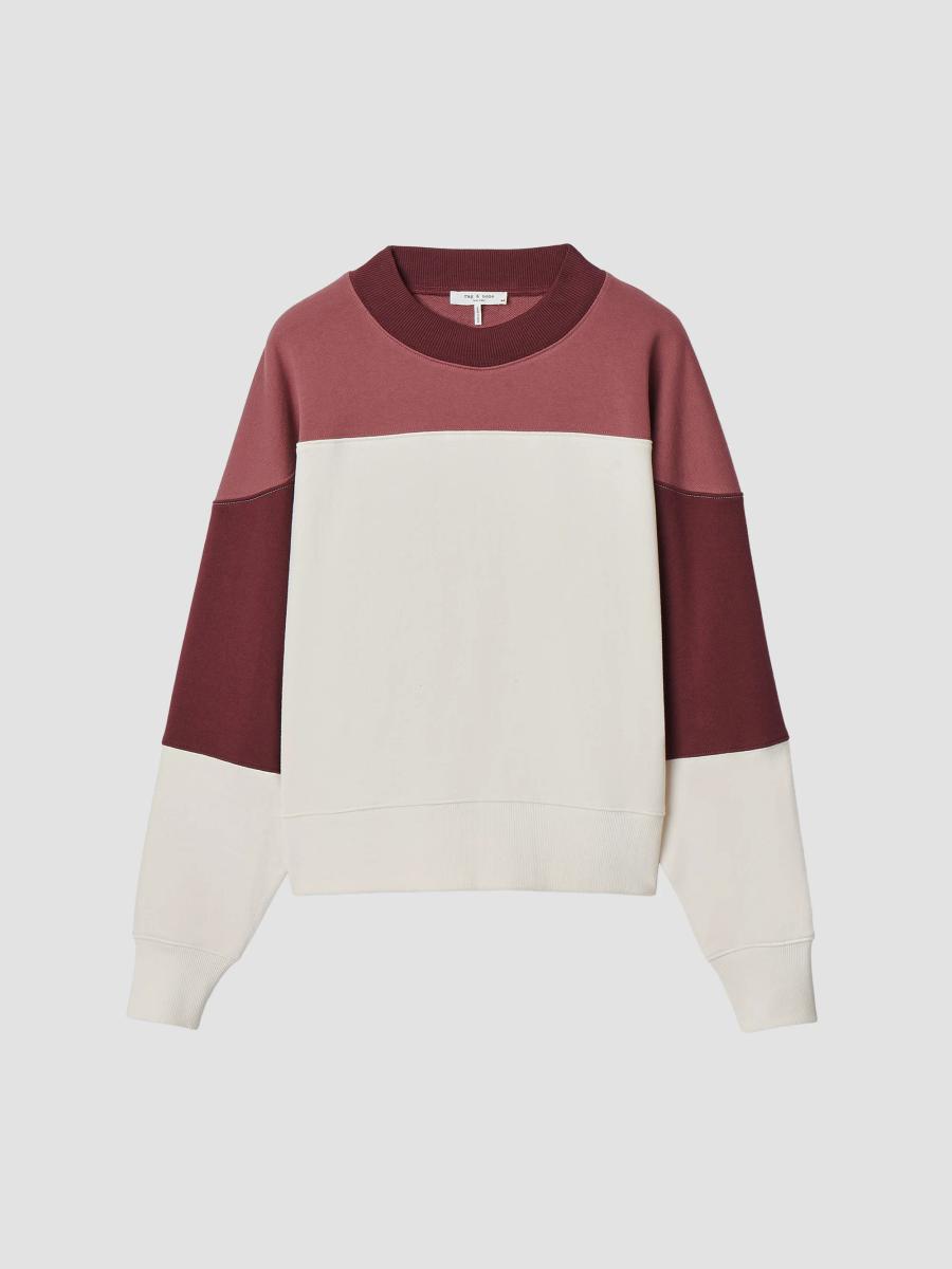 Rag & Bone Women's The Everyday Terry Seamed Sweatshirt In Dark Red Multi