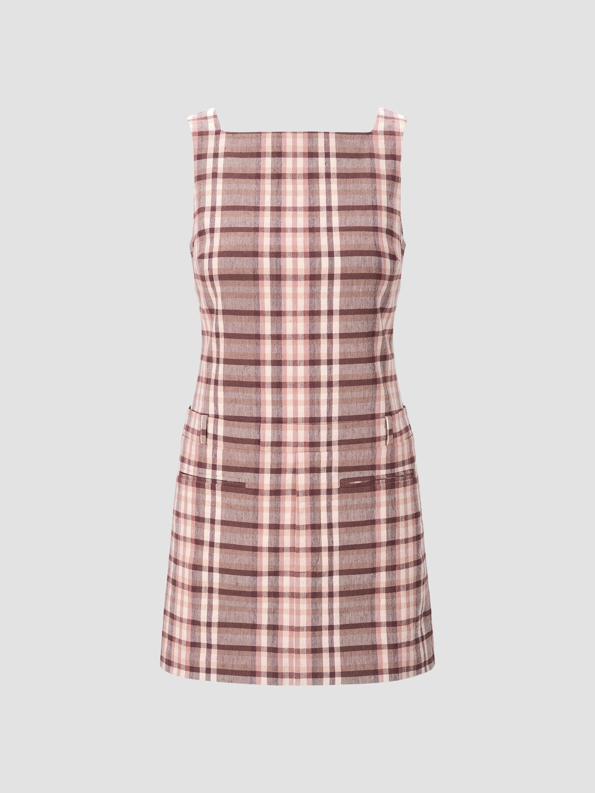 Shea Plaid Linen-Blend Mini Dress