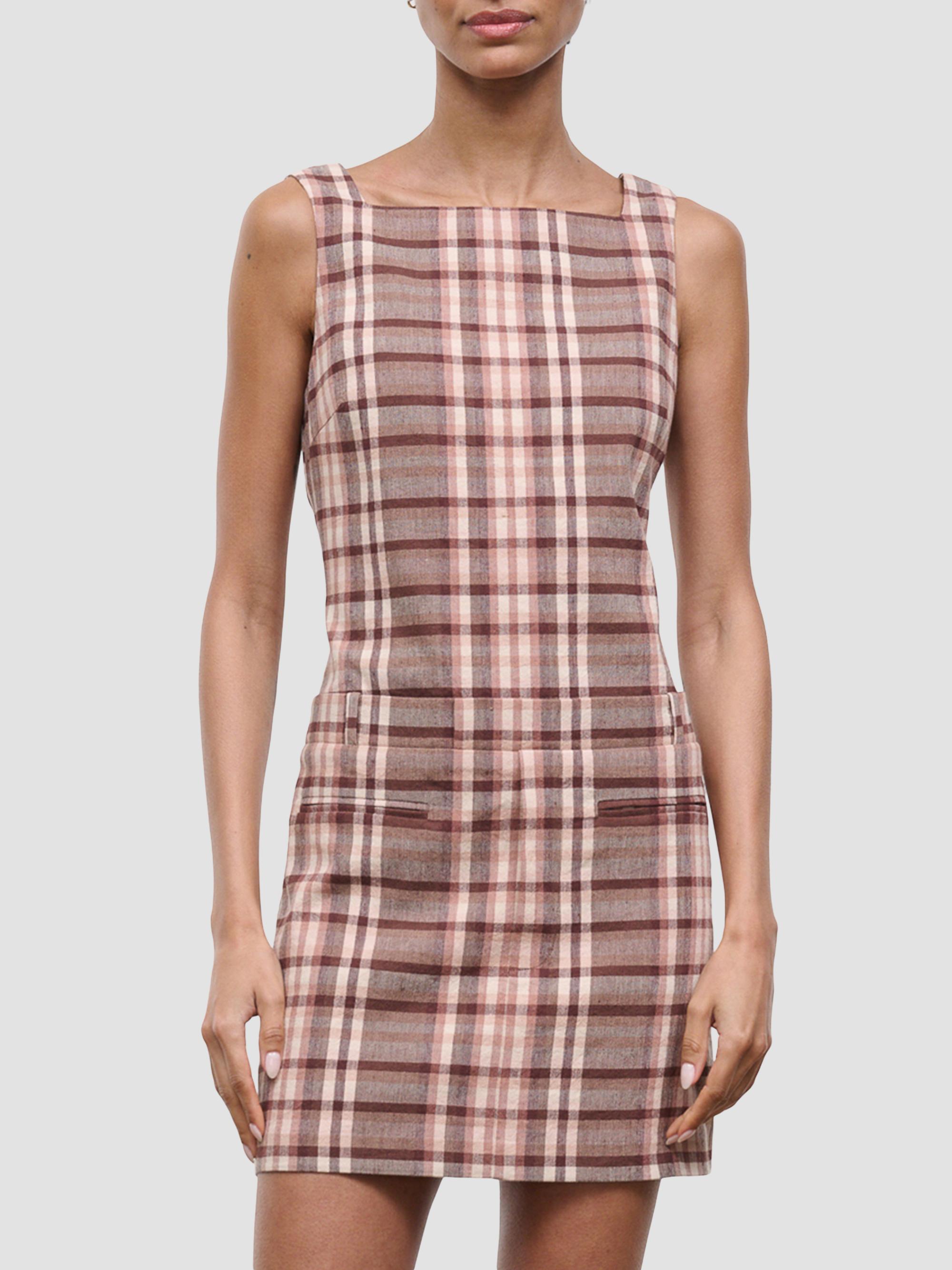 Shea Plaid Linen-Blend Mini Dress