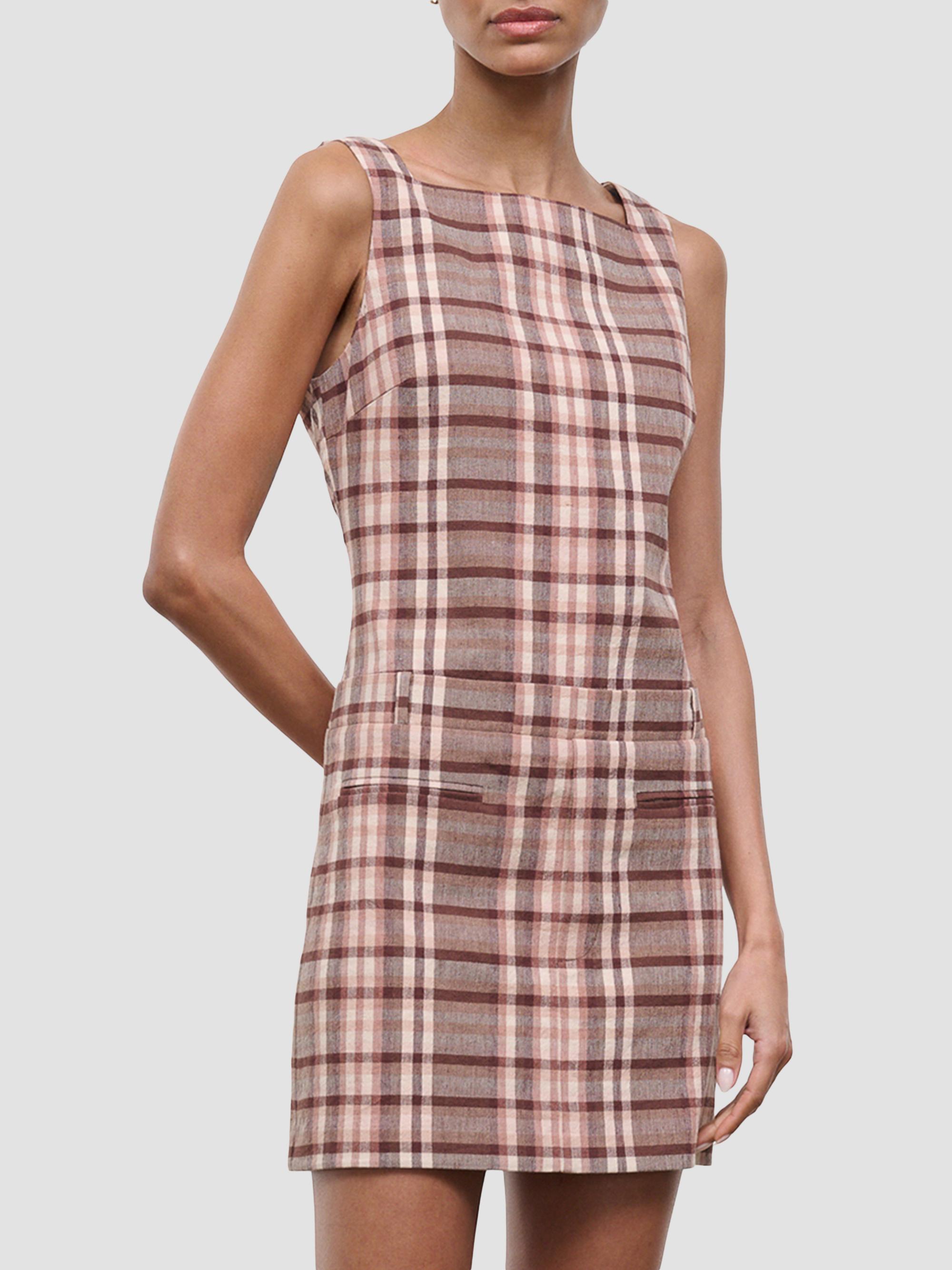Shea Plaid Linen-Blend Mini Dress
