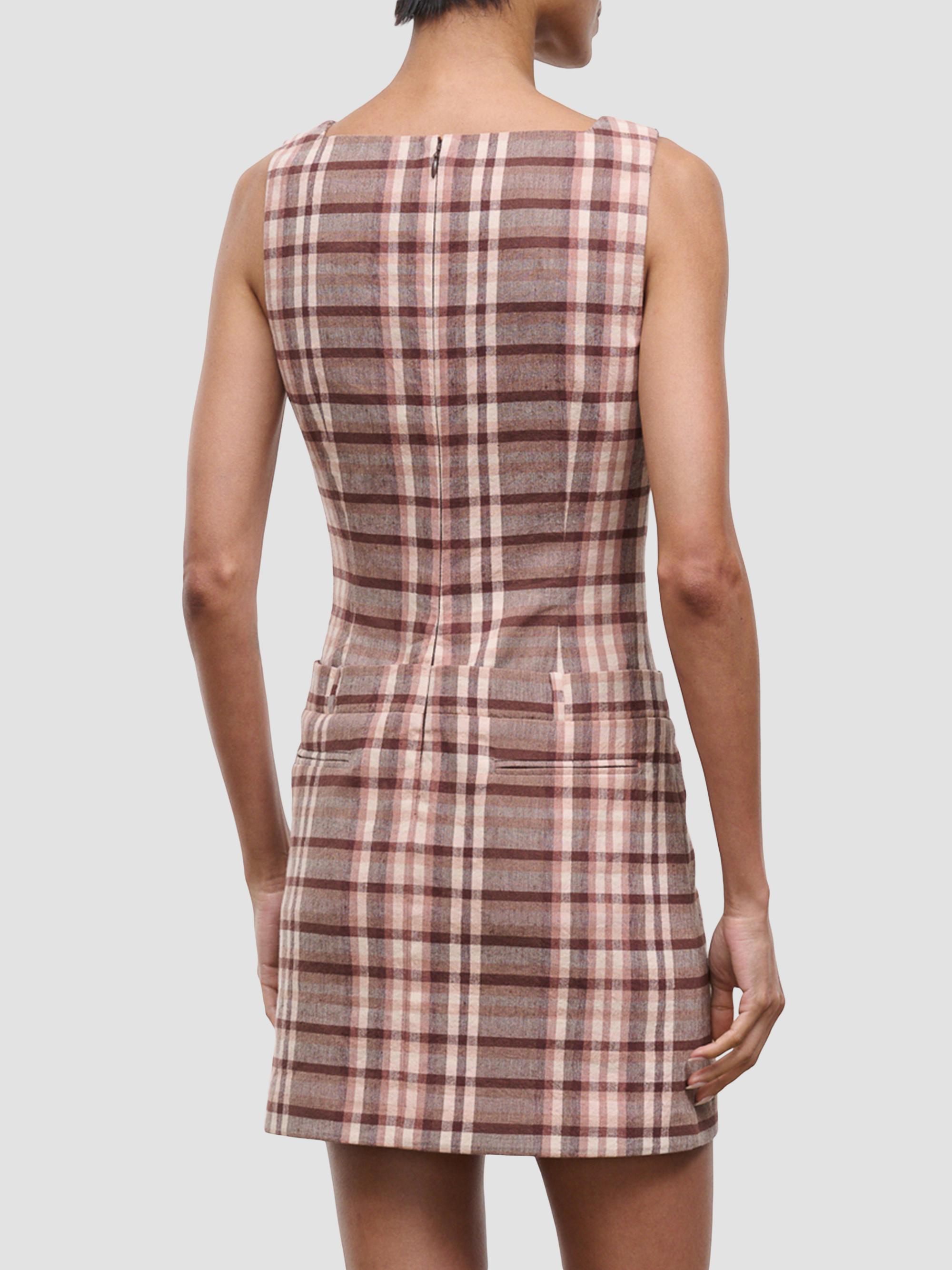 Shea Plaid Linen-Blend Mini Dress