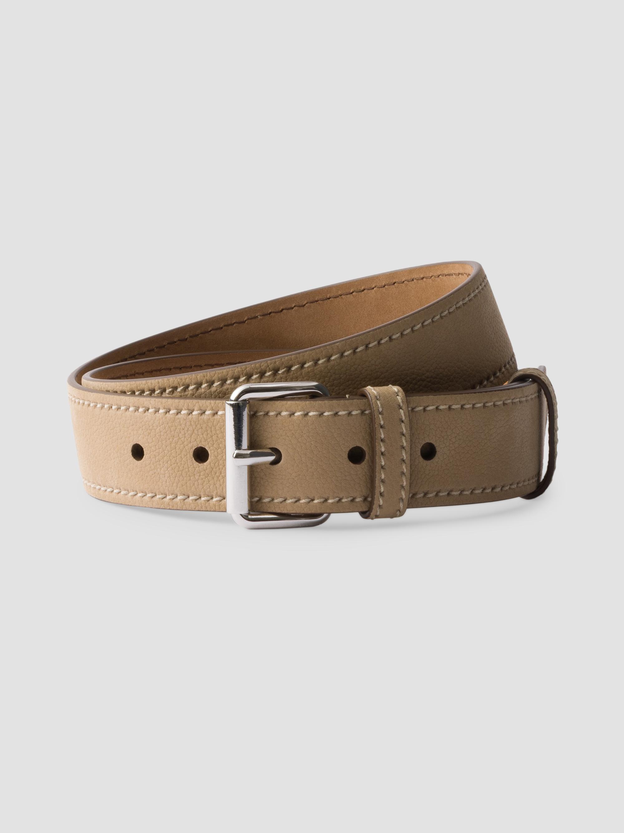 Prada Men's Nubuck Leather Belt - Beige Khaki | Thumbnail 5