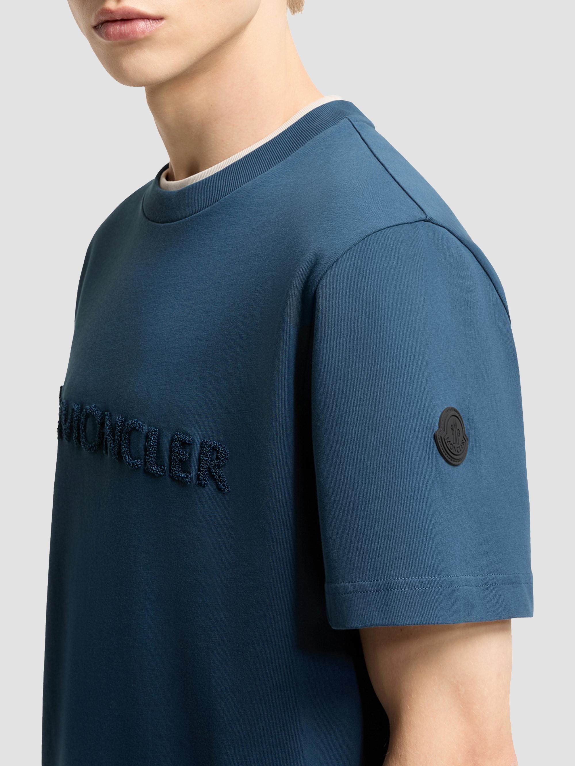 Moncler Men's Crewneck T-Shirt in Cotton - Ink Blue | Thumbnail 4