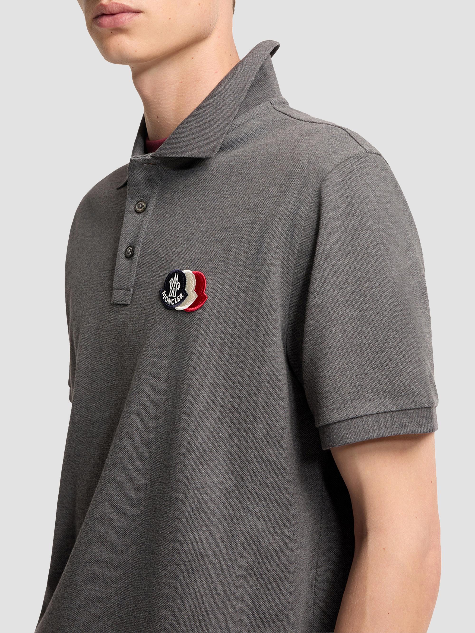 Moncler Men's Polo Shirt in Cotton Piquet - Dark Gray | Thumbnail 4