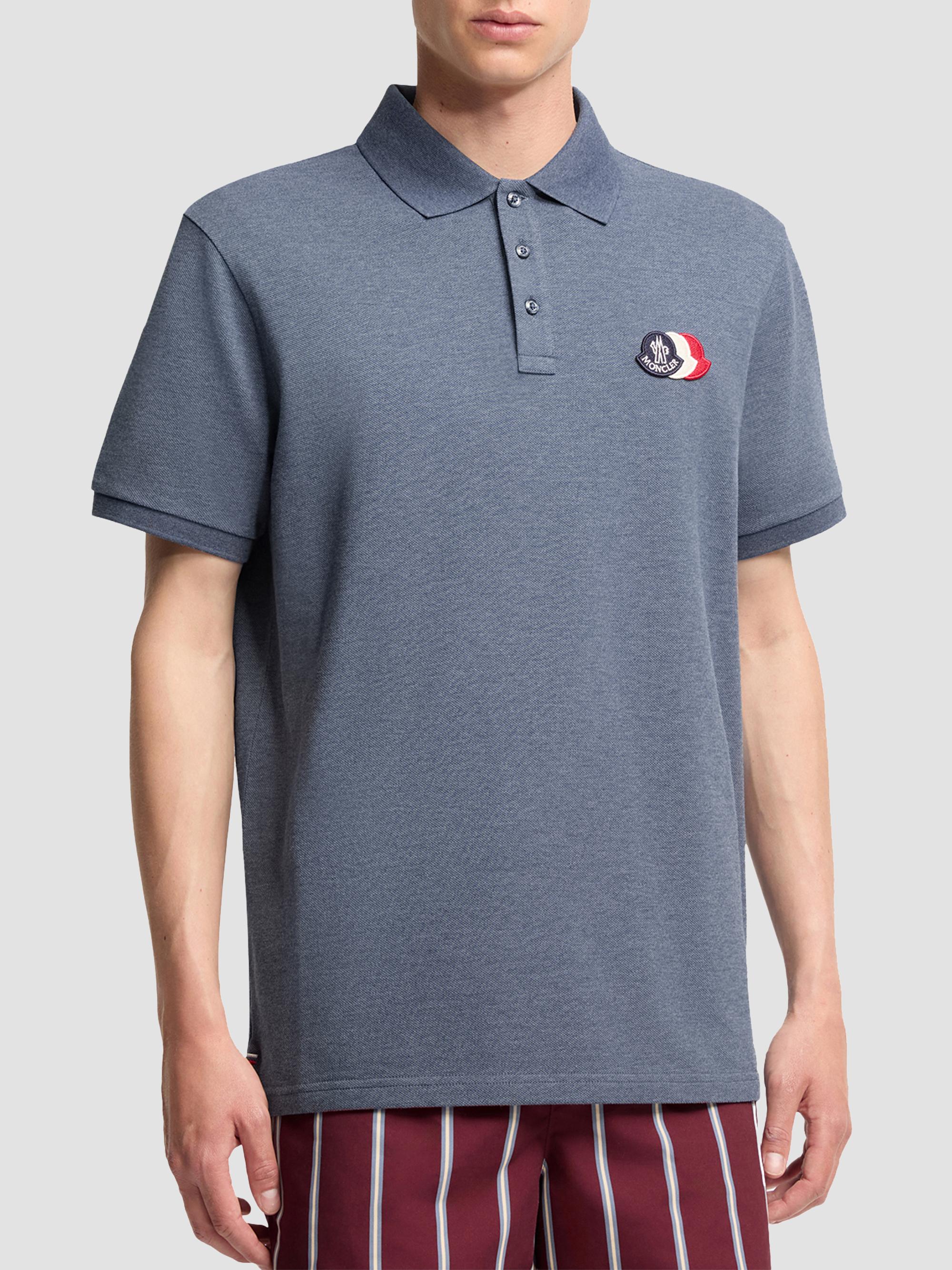 Moncler Men's Polo Shirt in Cotton Piquet - Dusty Blue | Thumbnail 2