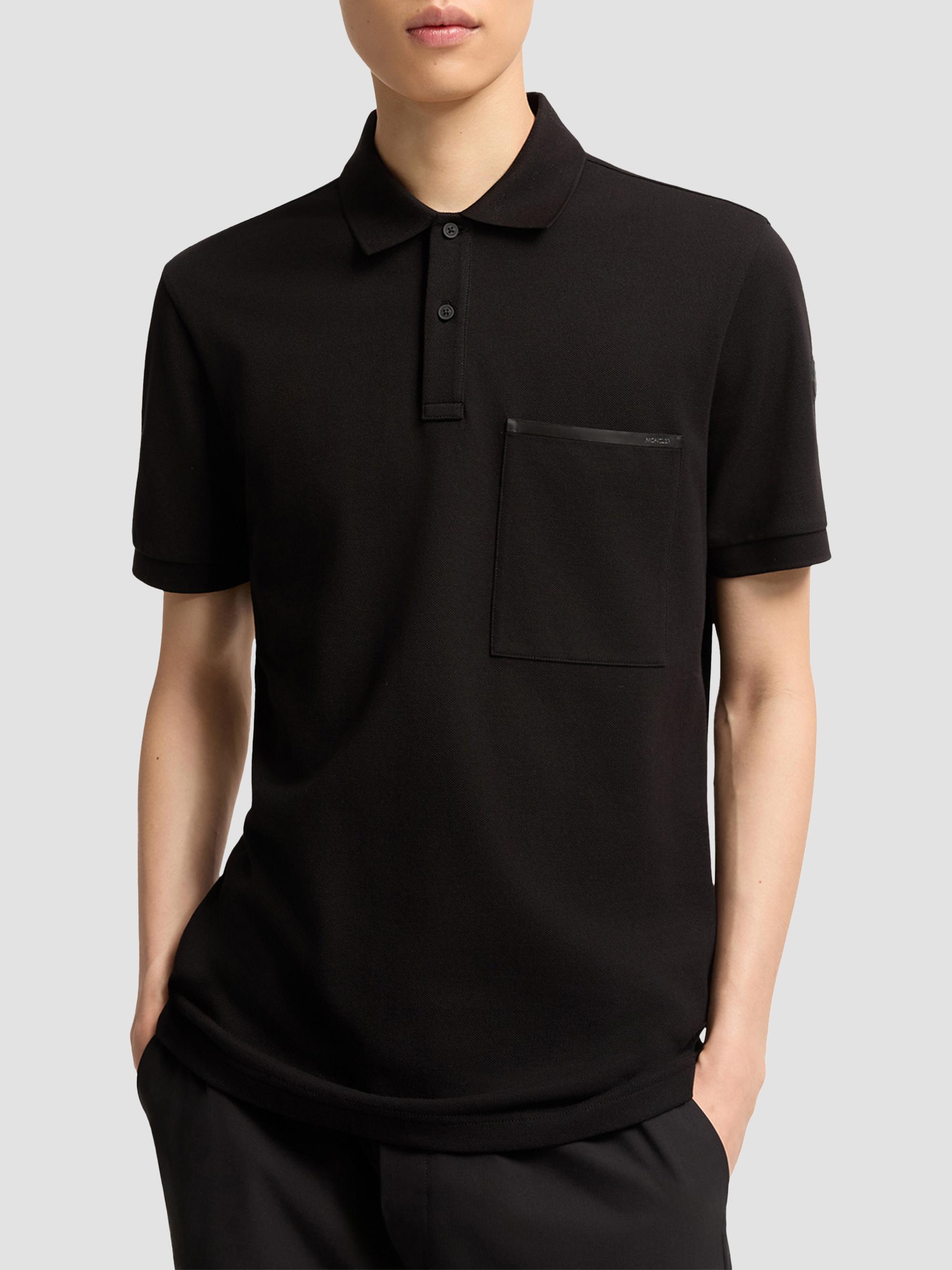 Moncler Men's Polo Shirt in Cotton Piquet - Black | Thumbnail 2