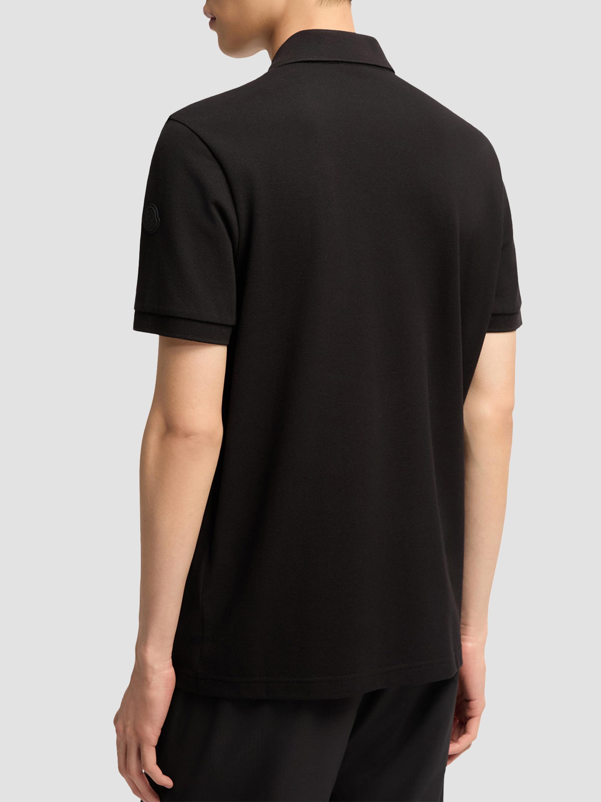 Moncler Men's Polo Shirt in Cotton Piquet - Black | Thumbnail 3