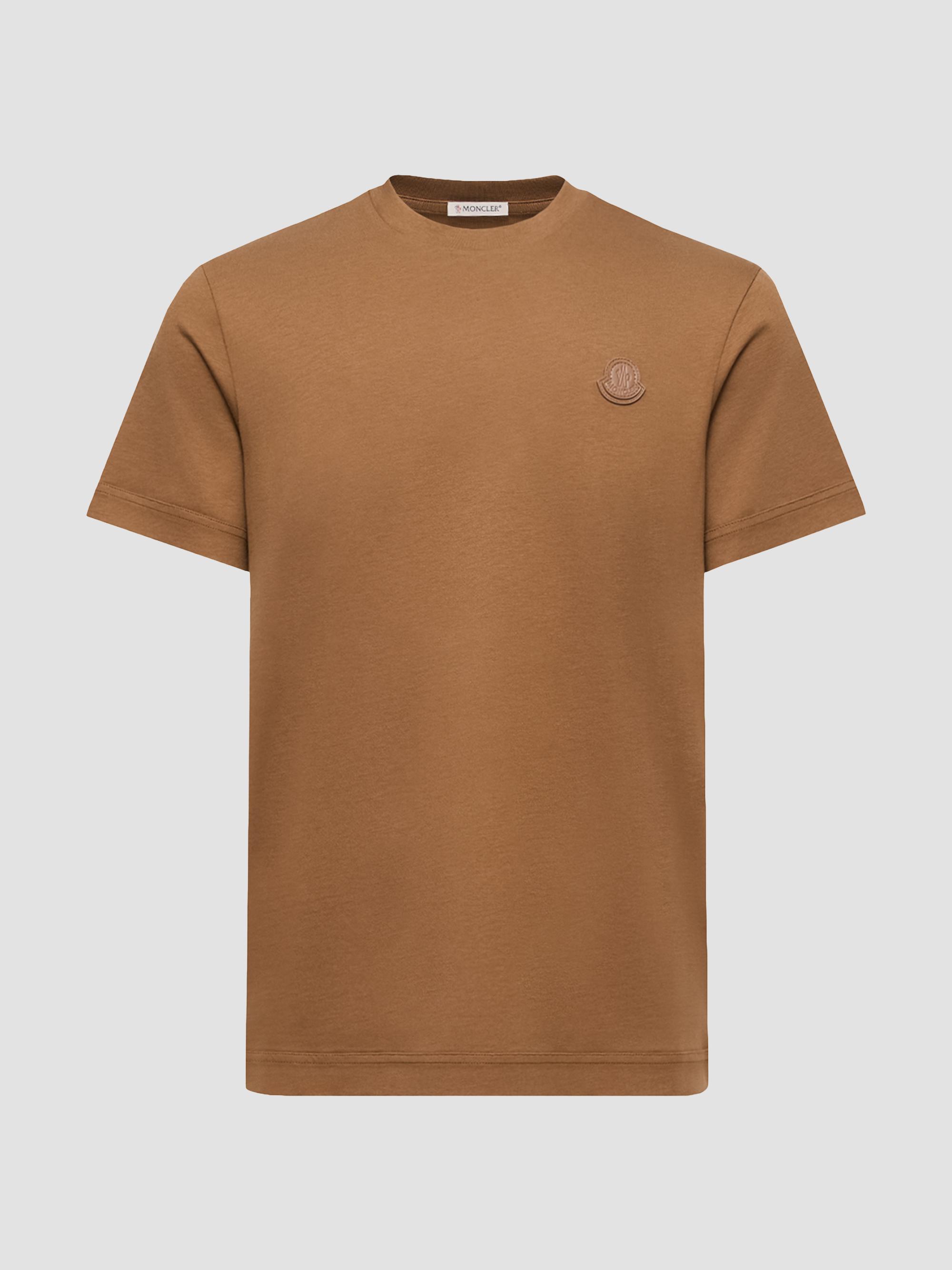 Moncler Men's Crewneck T-Shirt in Cotton - Brown