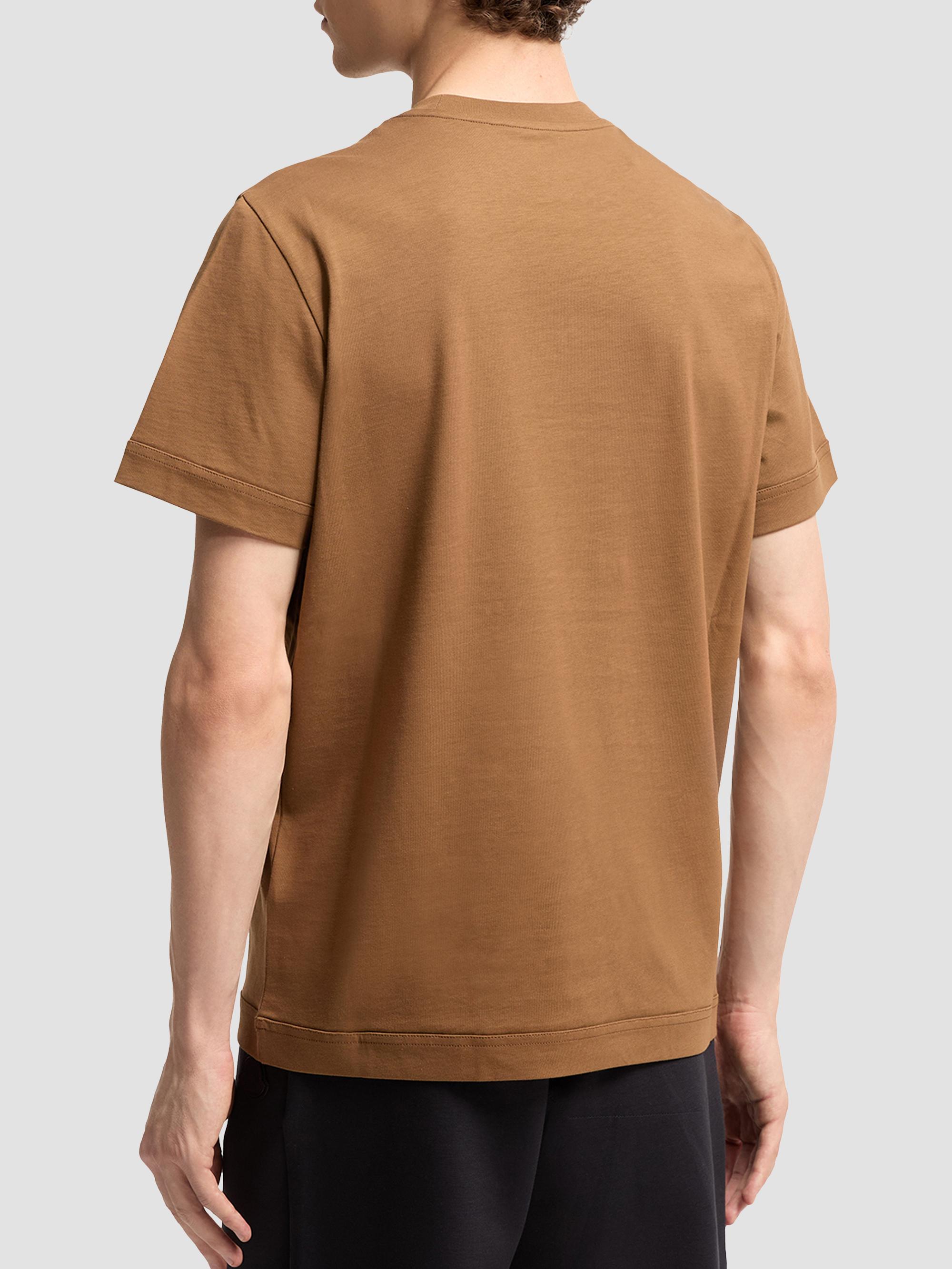 Moncler Men's Crewneck T-Shirt in Cotton - Brown | Thumbnail 3