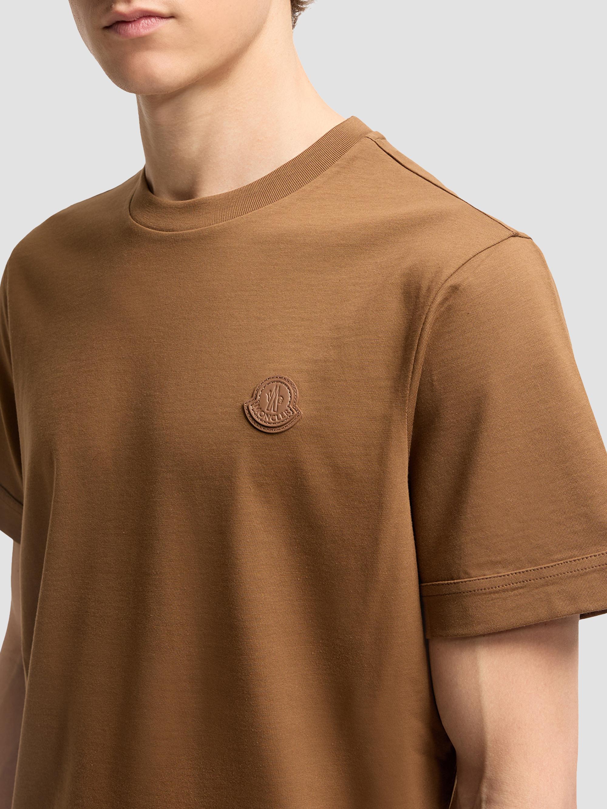 Moncler Men's Crewneck T-Shirt in Cotton - Brown | Thumbnail 4
