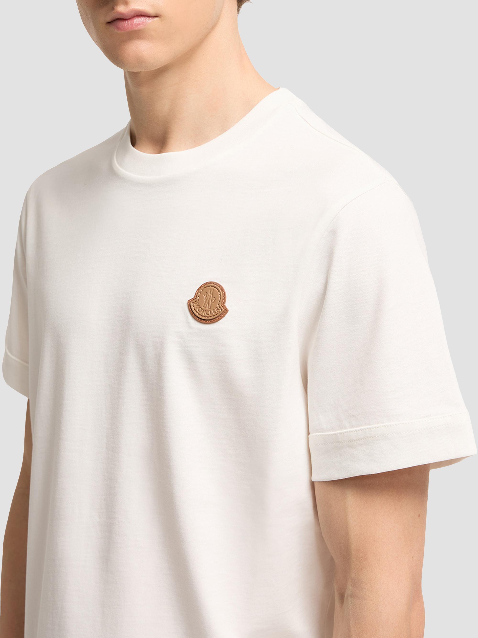Moncler Men's Crewneck T-Shirt in Cotton - White | Thumbnail 4