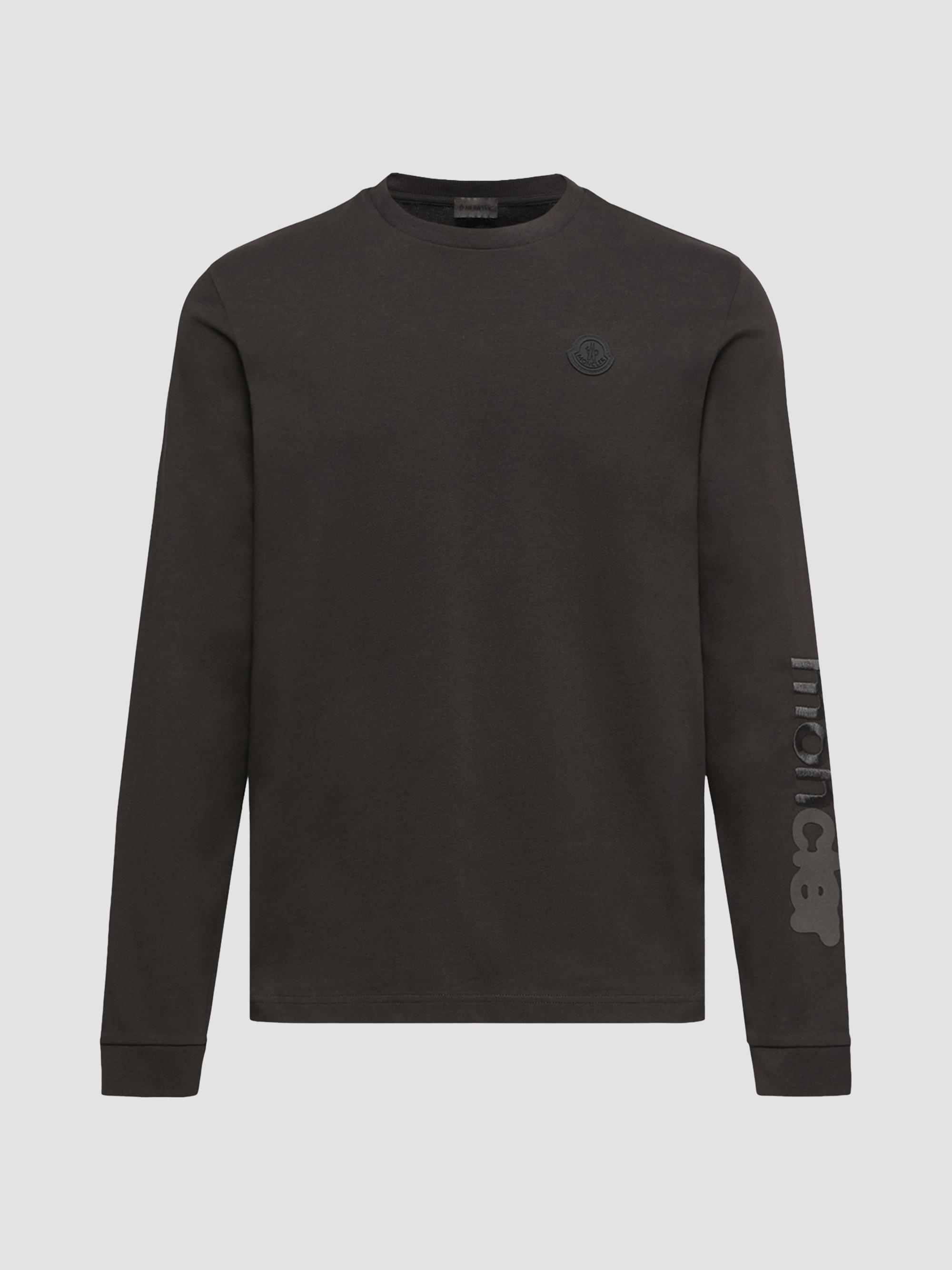 Moncler Men's Long Sleeve Crewneck T-Shirt in Cotton Jersey - Black