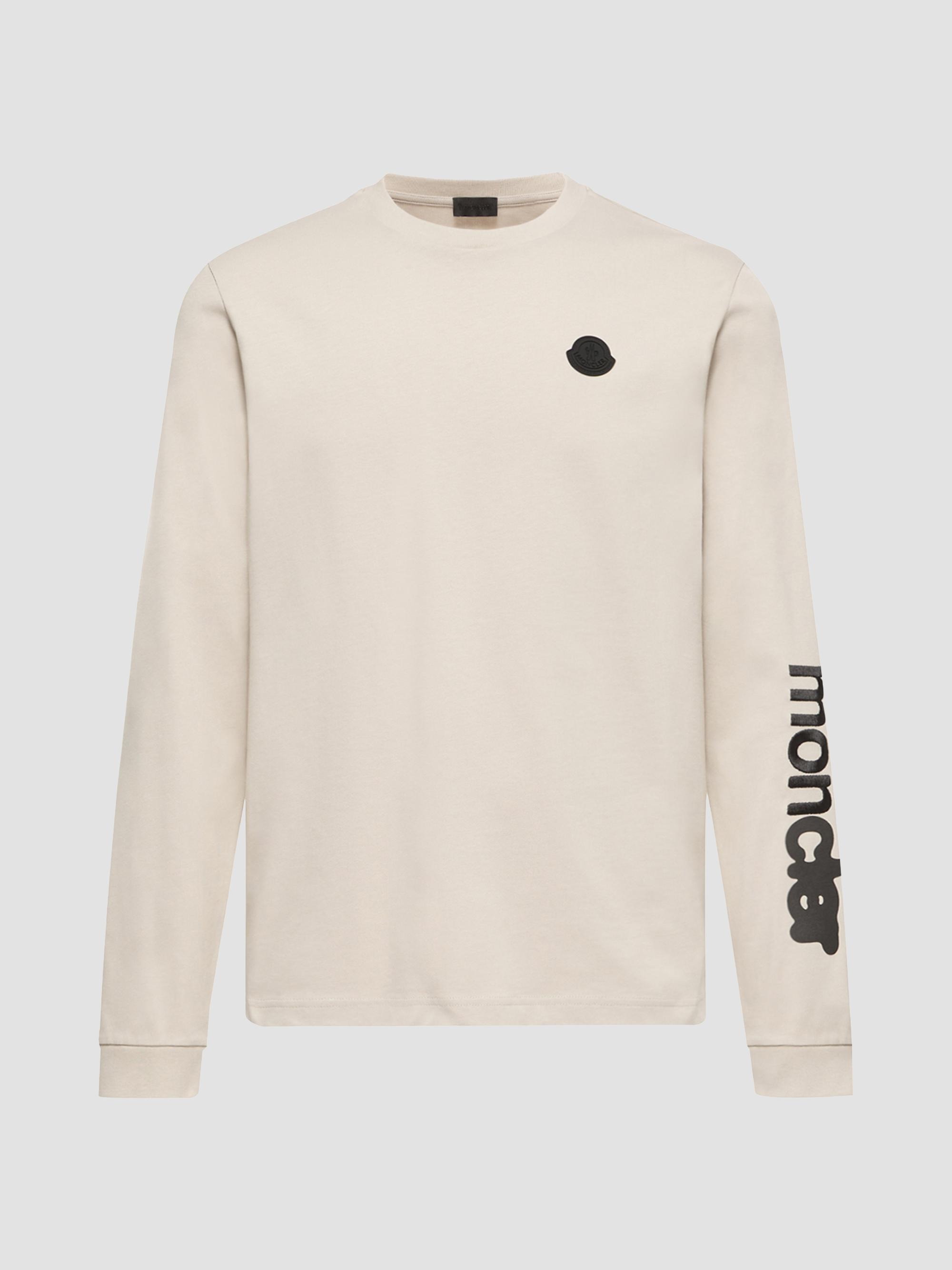 Moncler Men's Long Sleeve Crewneck T-Shirt in Cotton Jersey - White