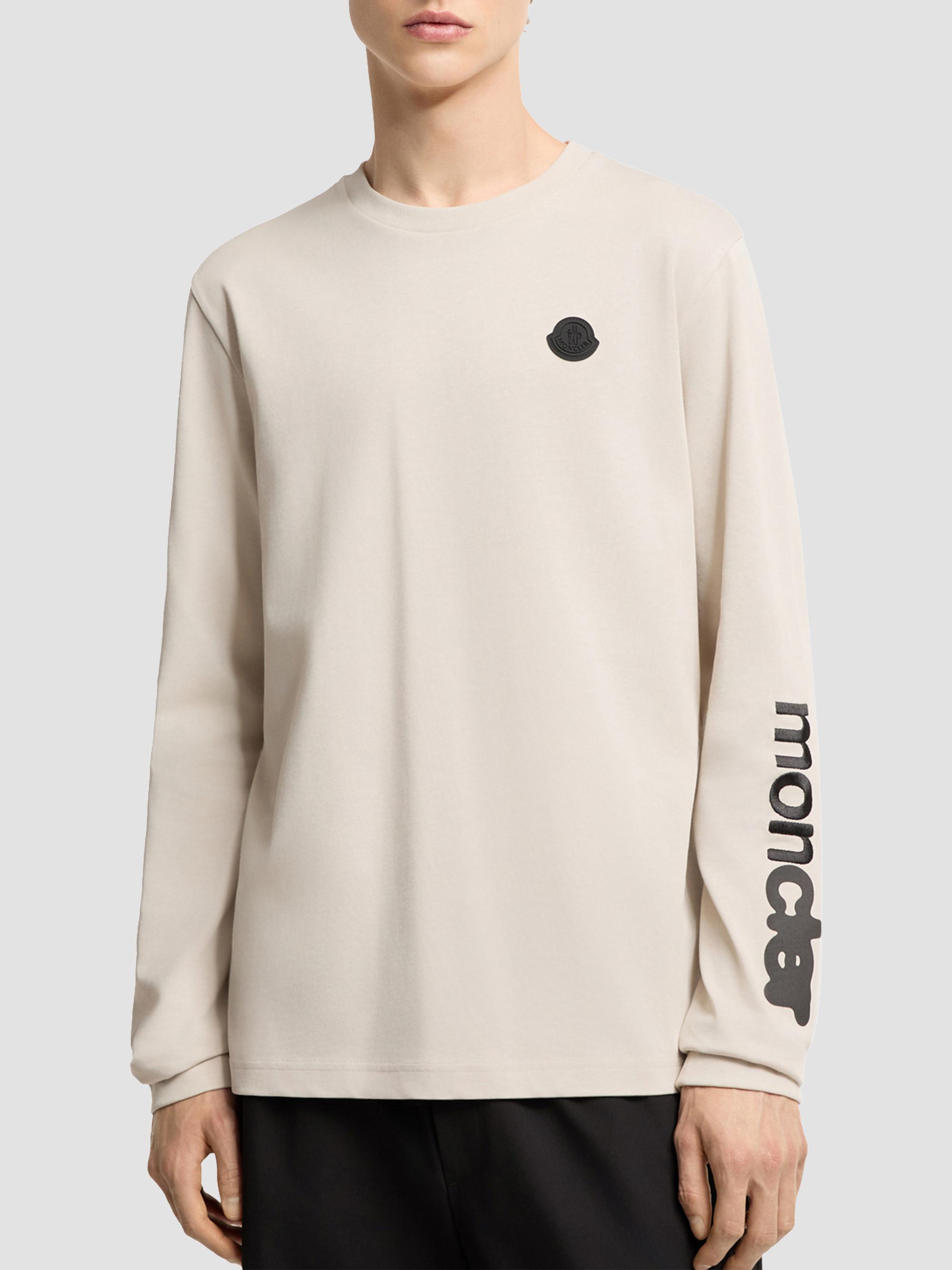 Moncler Men's Long Sleeve Crewneck T-Shirt in Cotton Jersey - White | Thumbnail 2