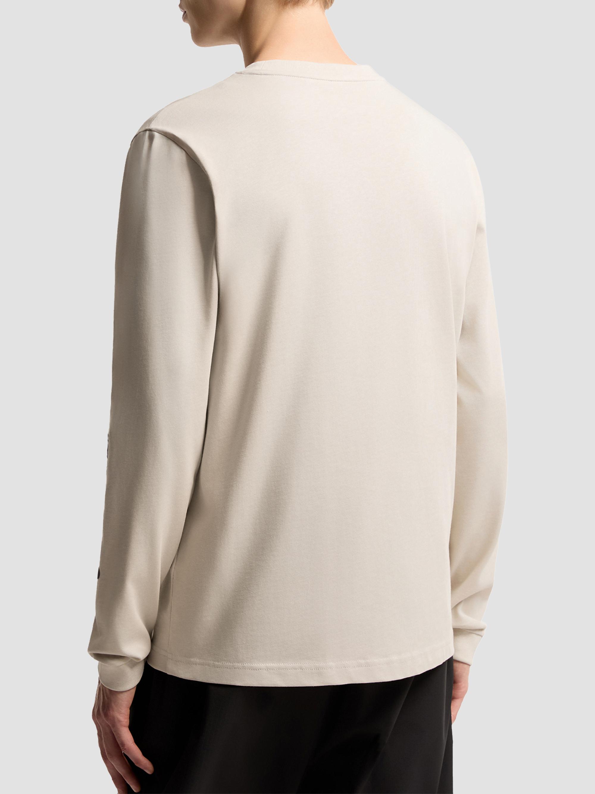 Moncler Men's Long Sleeve Crewneck T-Shirt in Cotton Jersey - White | Thumbnail 3