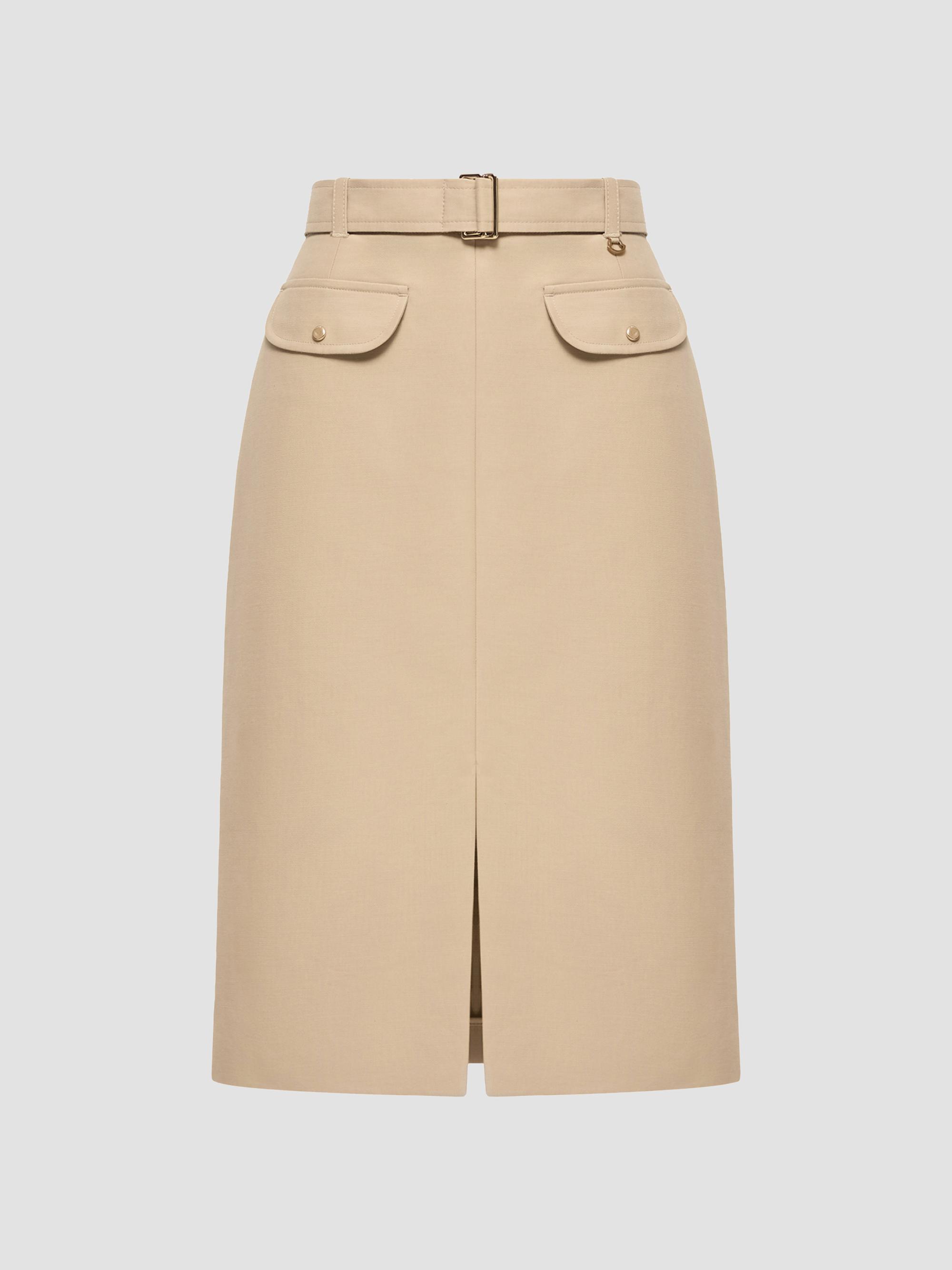 Moncler Women's Skirt in Cotton with Belt - Beige