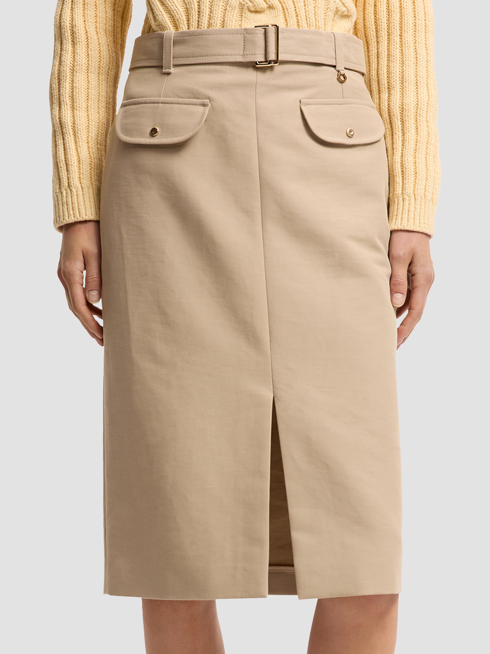 Moncler Women's Skirt in Cotton with Belt - Beige | Thumbnail 2