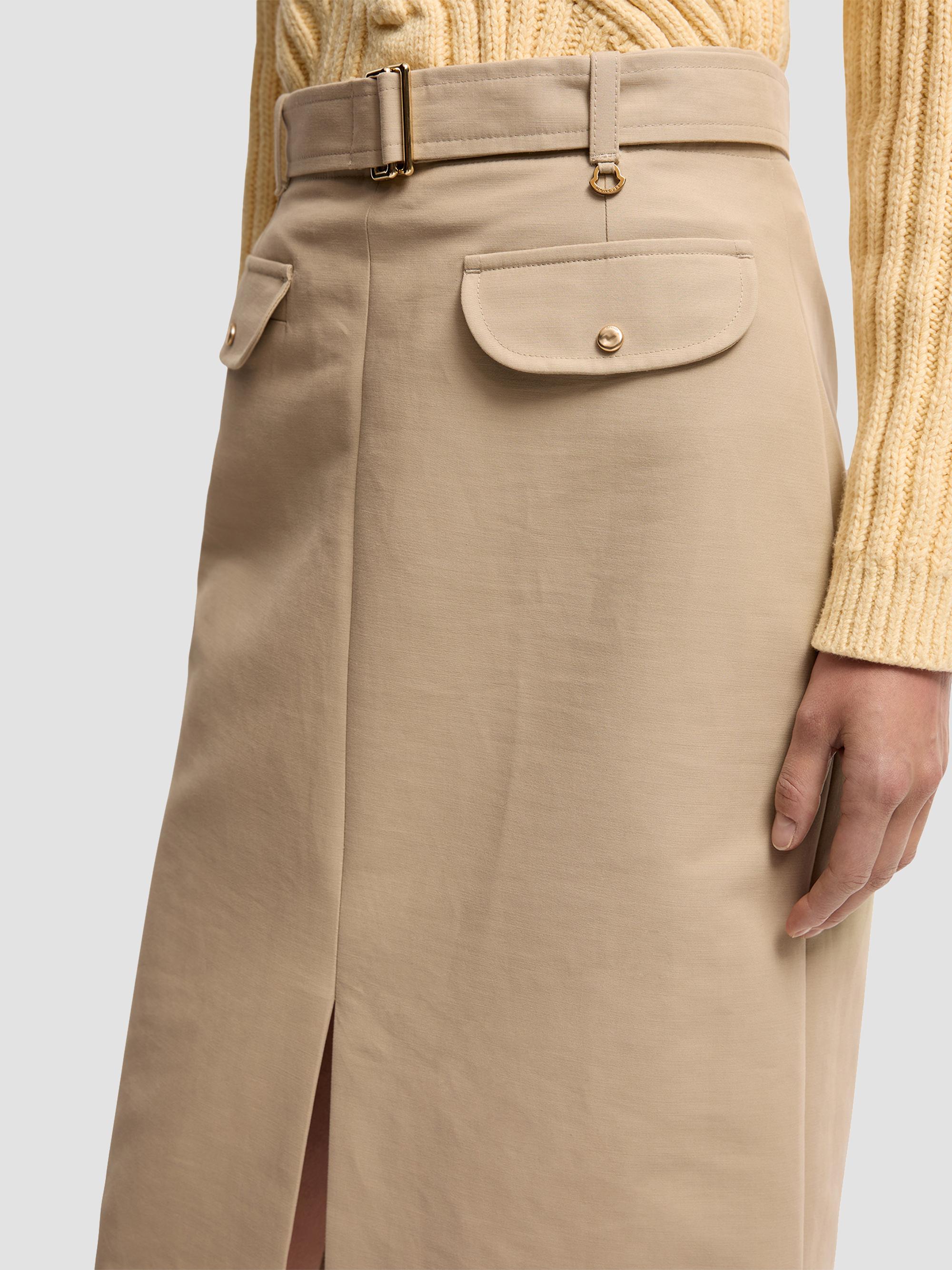Moncler Women's Skirt in Cotton with Belt - Beige | Thumbnail 4