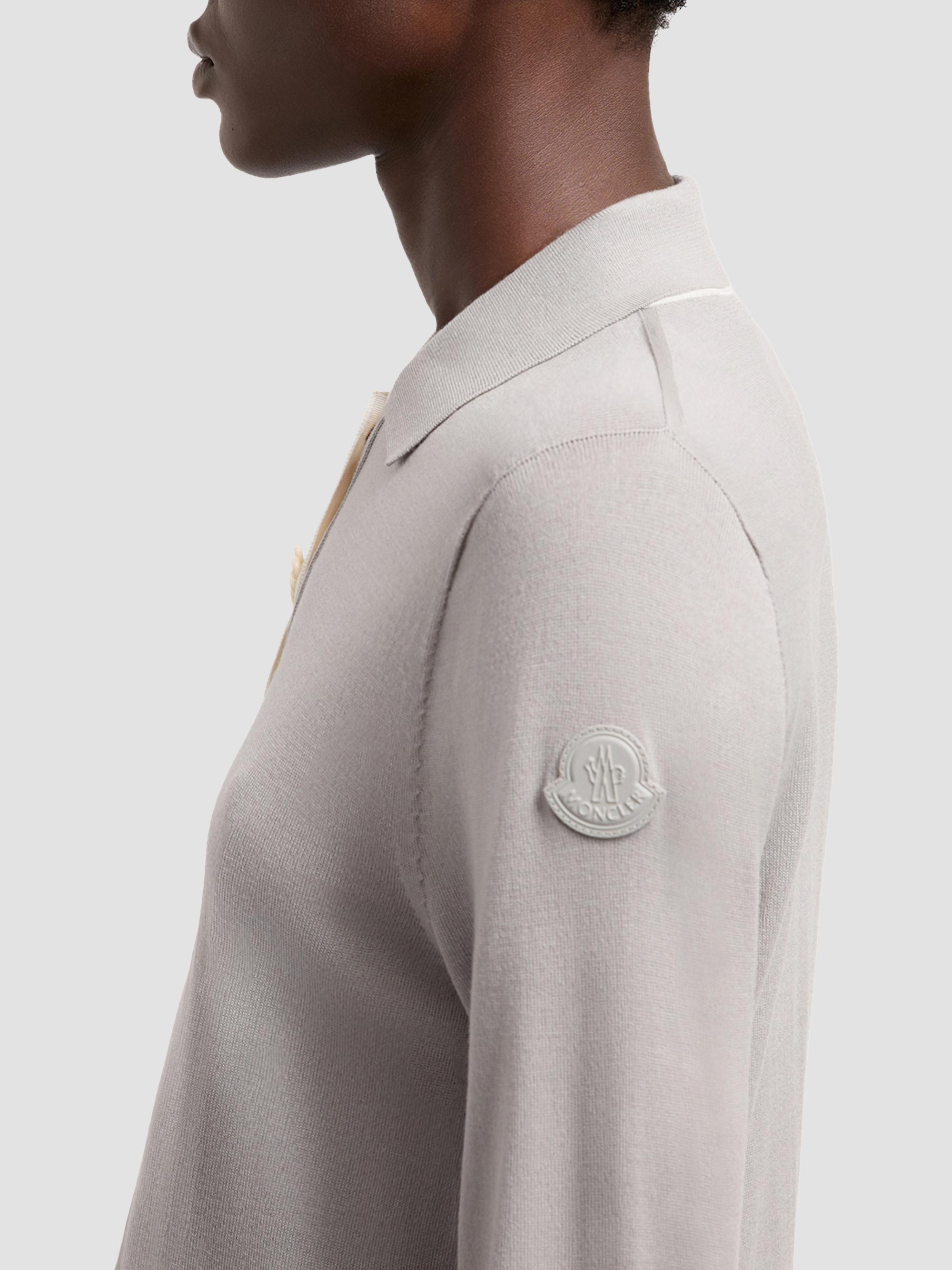 Moncler Women's Long Sleeve Polo Shirt in Wool - Gray | Thumbnail 4