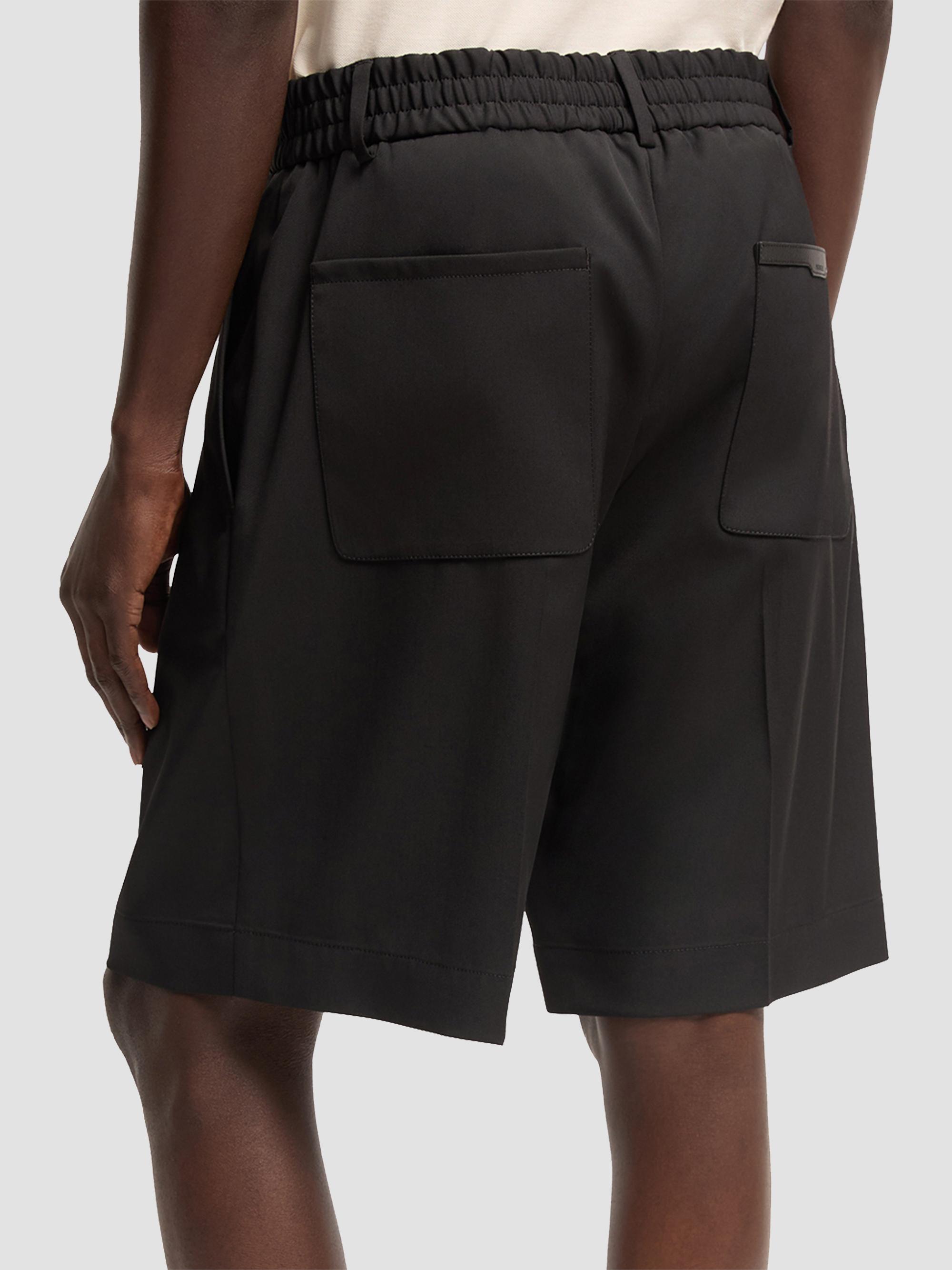 Moncler Men's Shorts in Wool Blend Gabardine - Black | Thumbnail 3