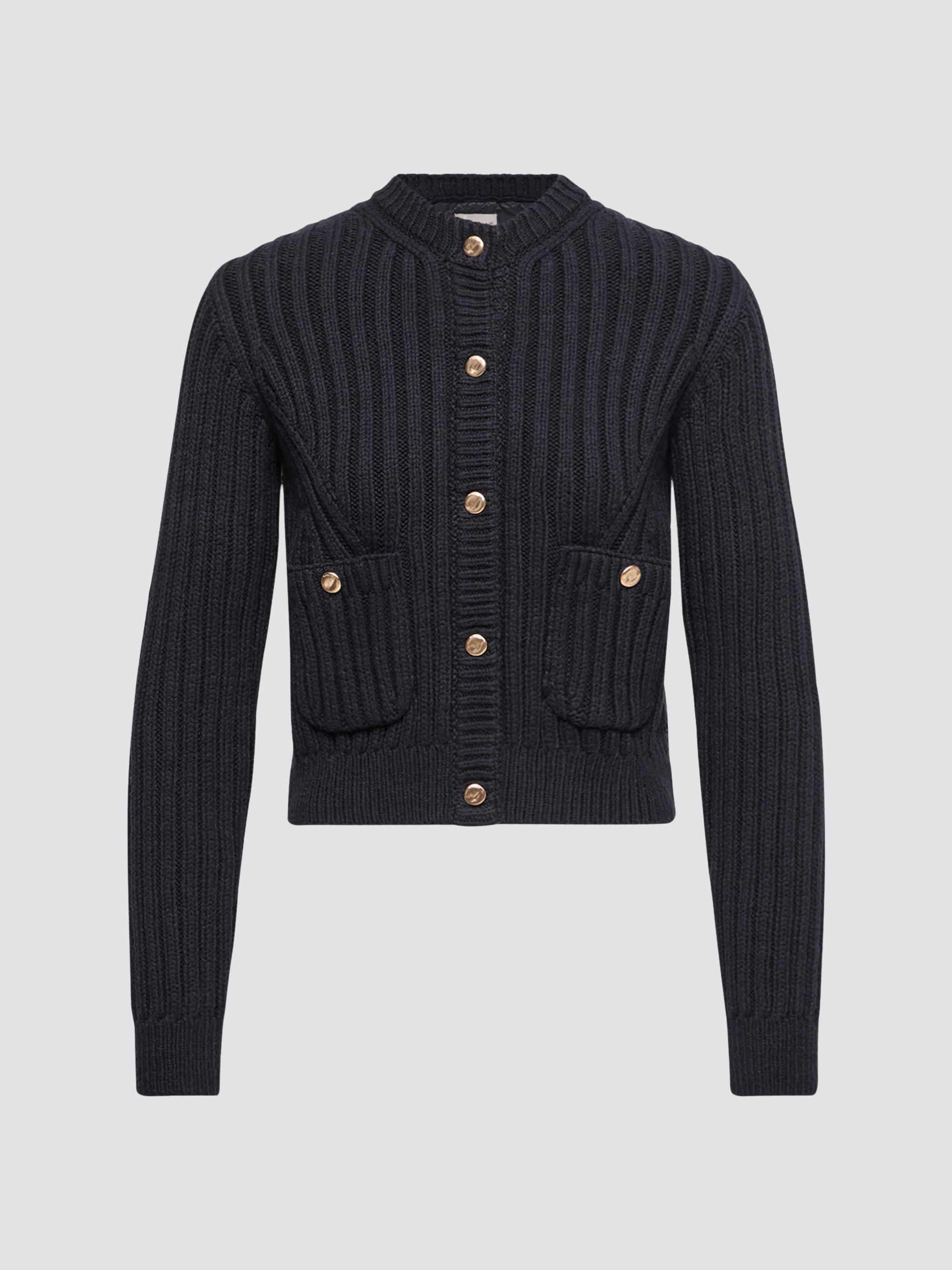 Moncler Women's Down-Filled Cardigan in Cotton - Dark Blue