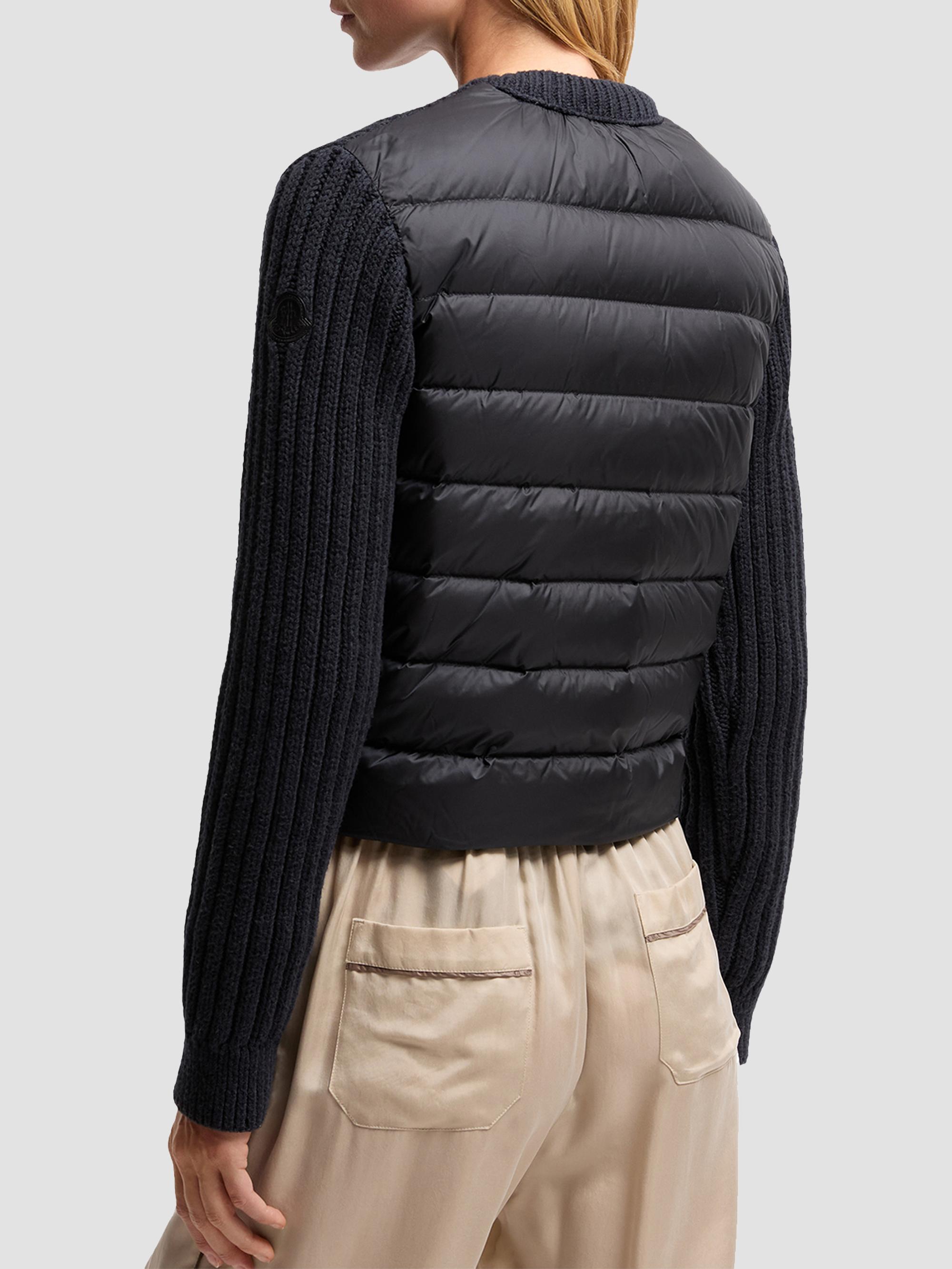 Moncler Women's Down-Filled Cardigan in Cotton - Dark Blue | Thumbnail 3