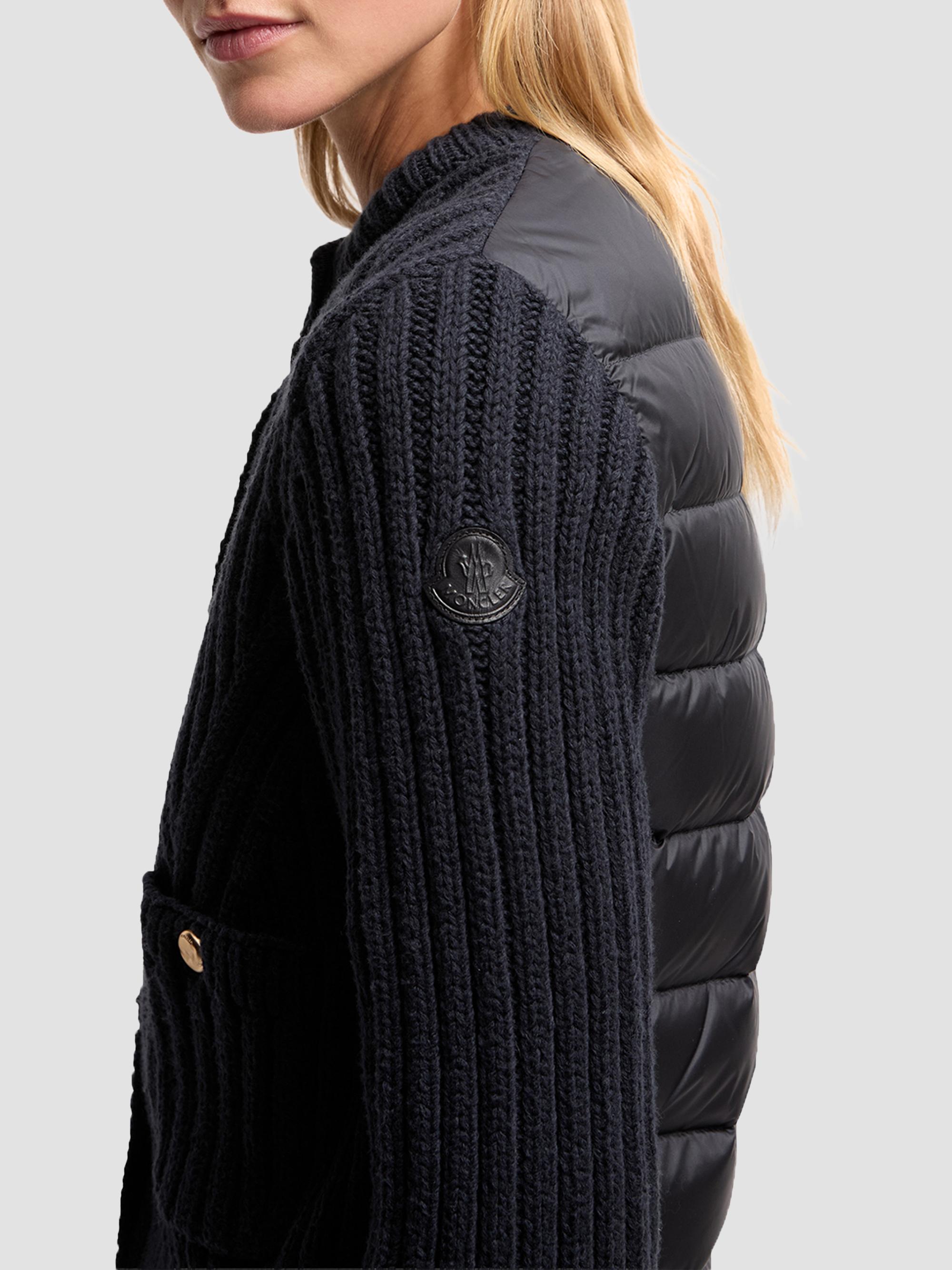 Moncler Women's Down-Filled Cardigan in Cotton - Dark Blue | Thumbnail 4