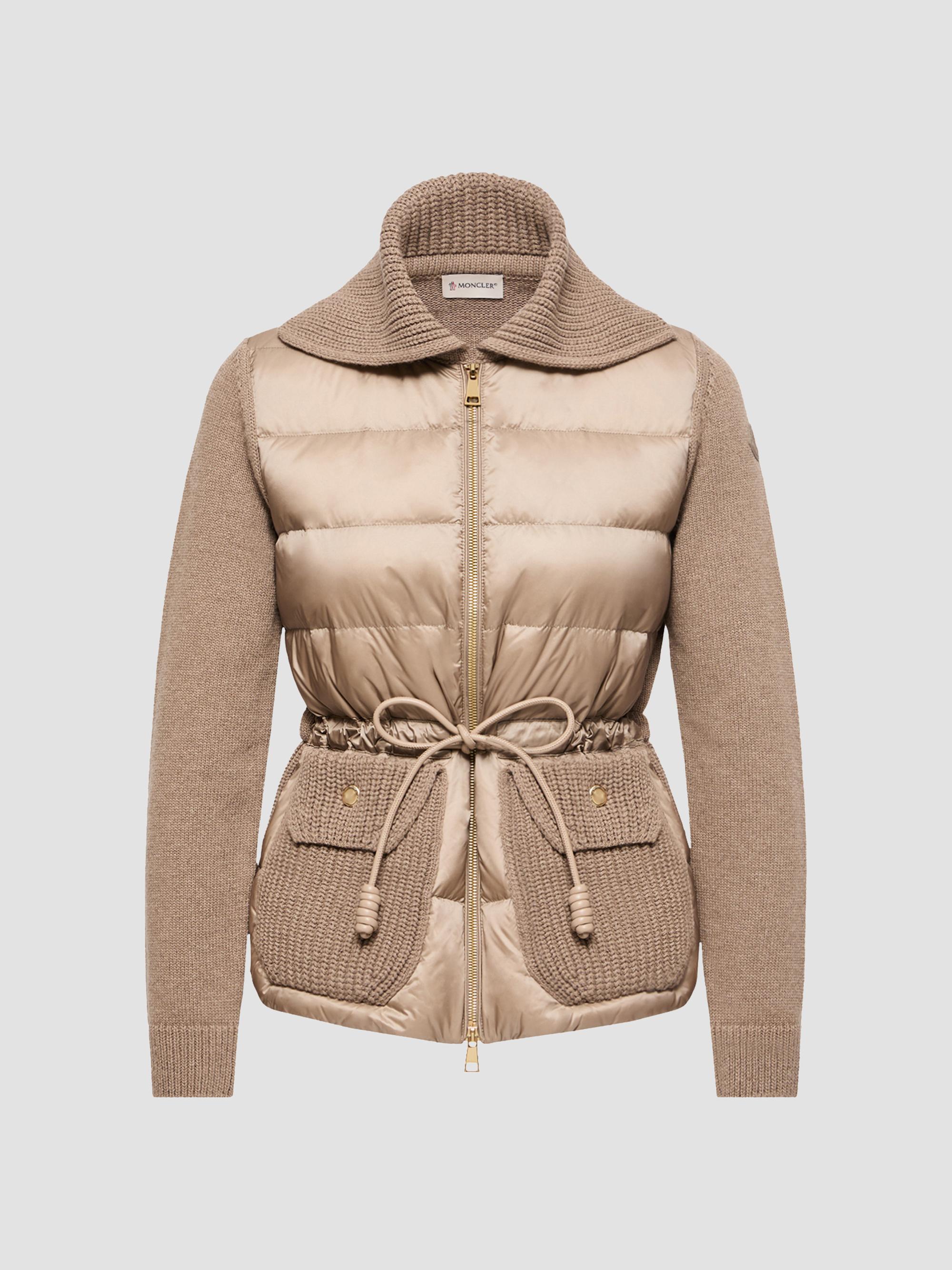 Moncler Women's Down-Filled Cardigan in Wool & Cashmere Blend - Beige