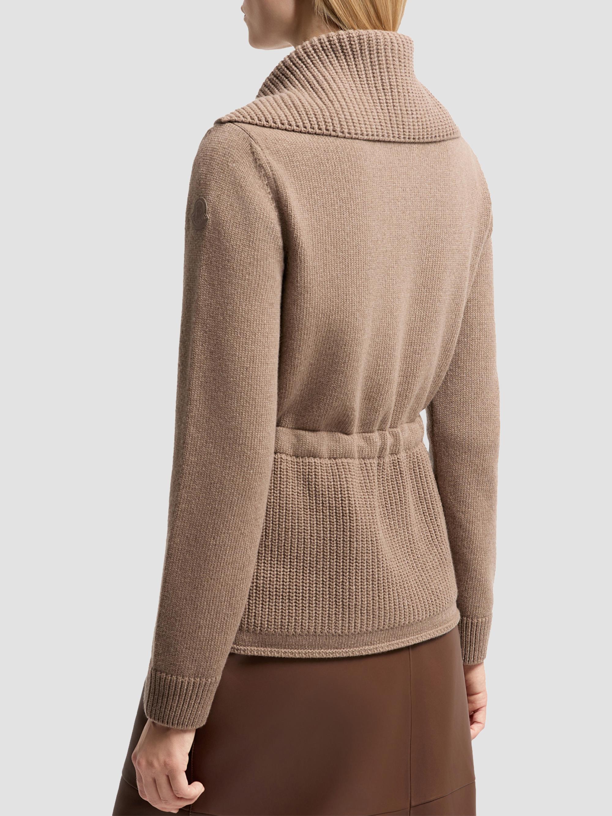 Moncler Women's Down-Filled Cardigan in Wool & Cashmere Blend - Beige | Thumbnail 3
