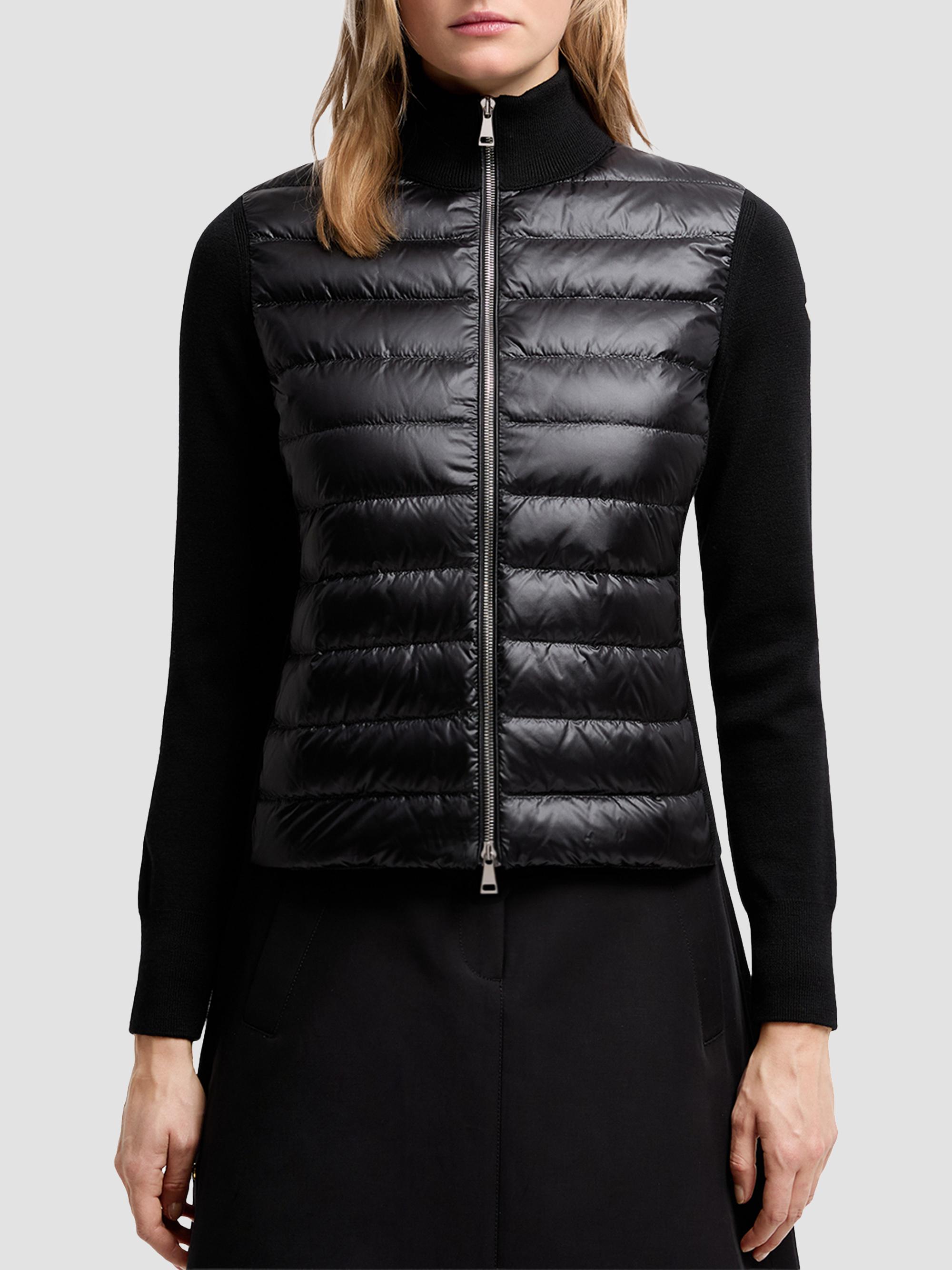 Moncler Women's Down-Filled Cardigan in Wool - Black | Thumbnail 2