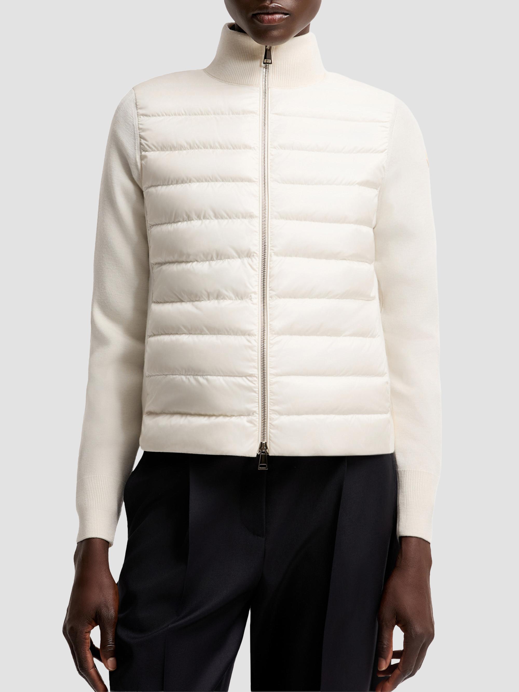 Moncler Women's Down-Filled Cardigan in Wool - White | Thumbnail 2