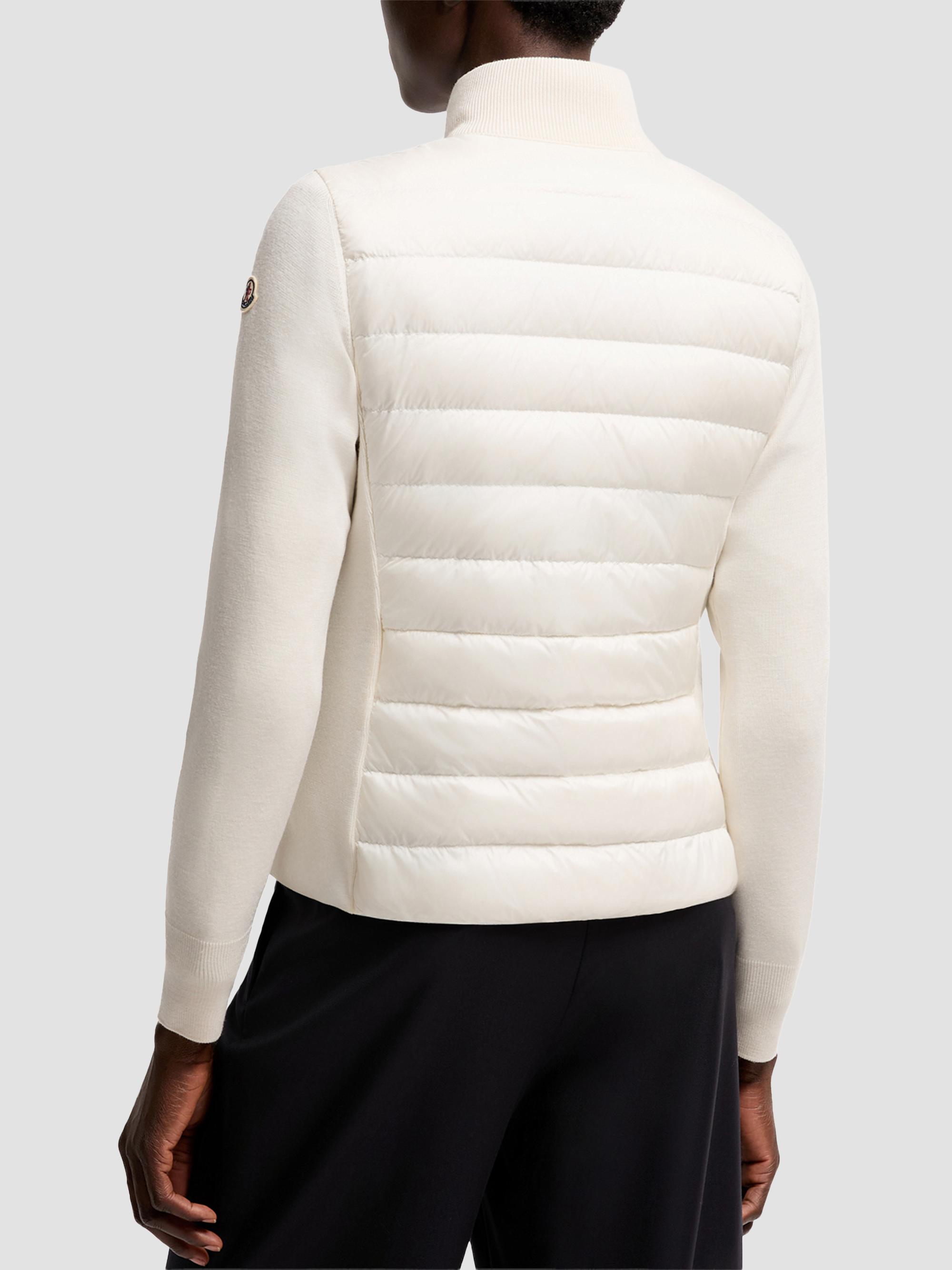 Moncler Women's Down-Filled Cardigan in Wool - White | Thumbnail 3