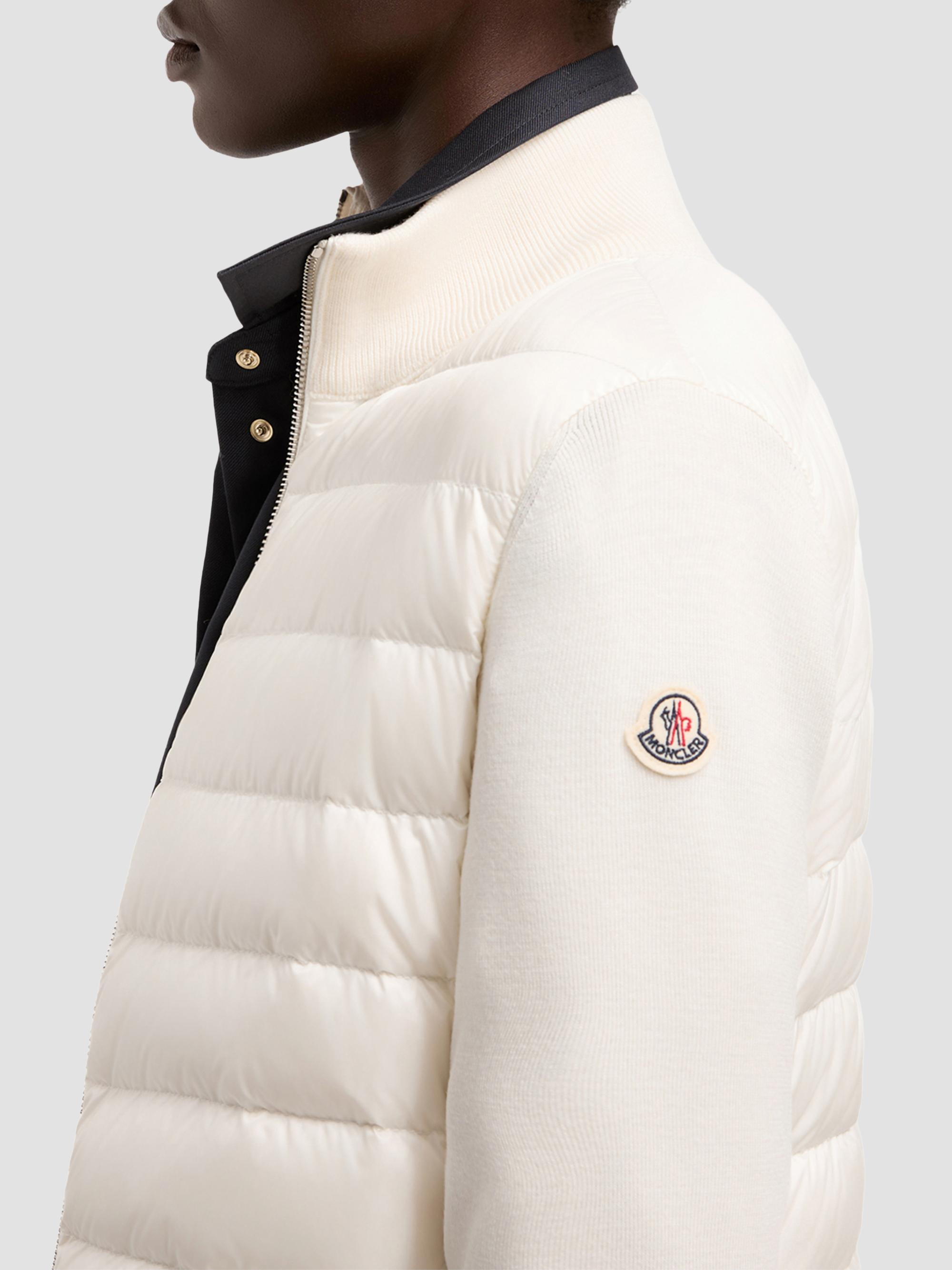 Moncler Women's Down-Filled Cardigan in Wool - White | Thumbnail 4