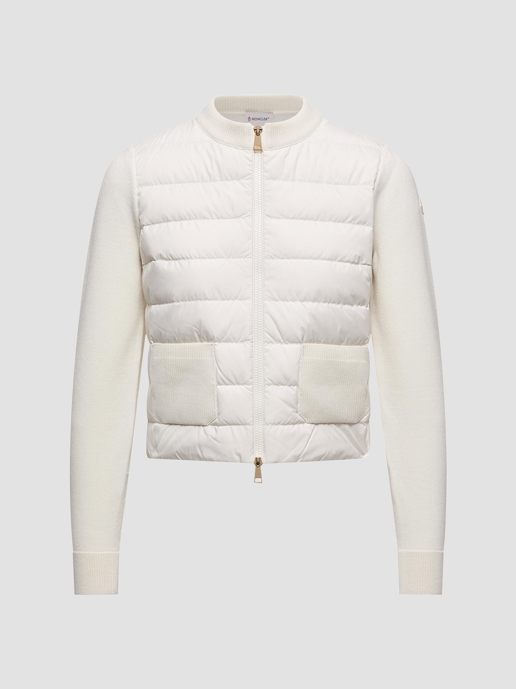 Moncler Women's Down-Filled Cardigan in Wool - White