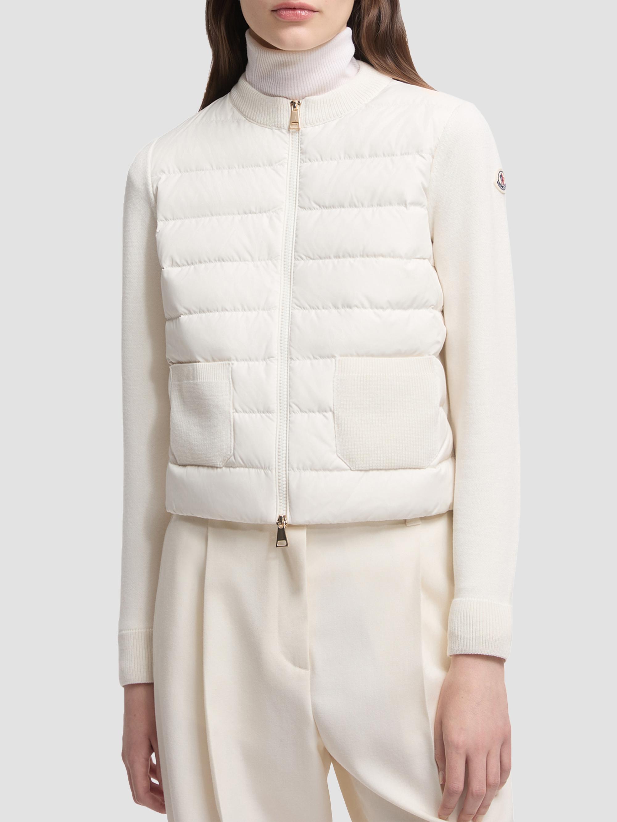 Moncler Women's Down-Filled Cardigan in Wool - White | Thumbnail 2