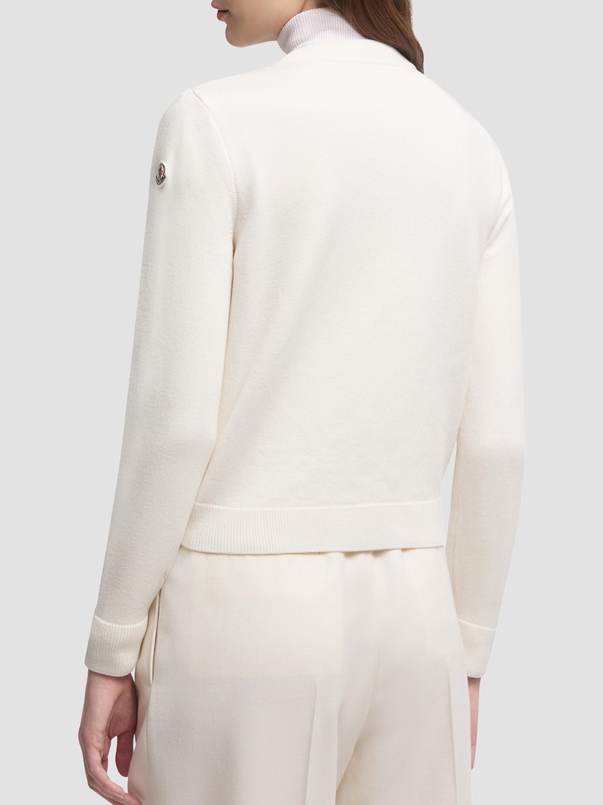 Moncler Women's Down-Filled Cardigan in Wool - White | Thumbnail 3