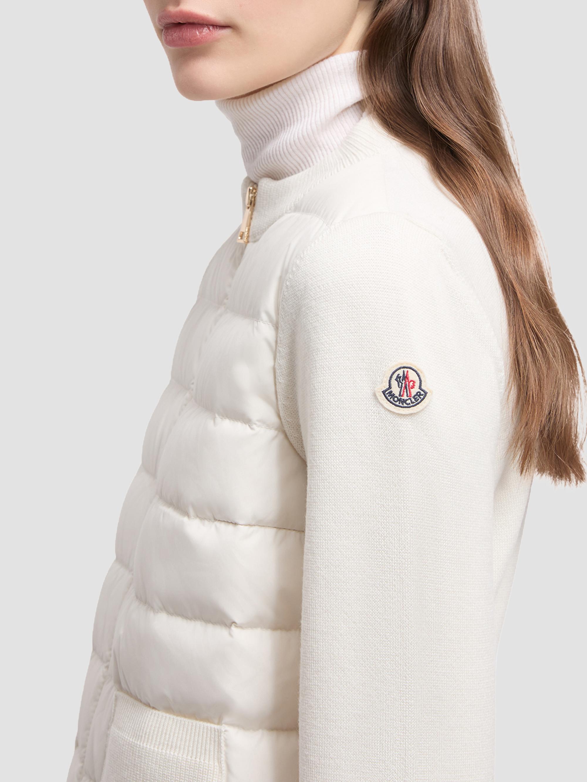 Moncler Women's Down-Filled Cardigan in Wool - White | Thumbnail 4