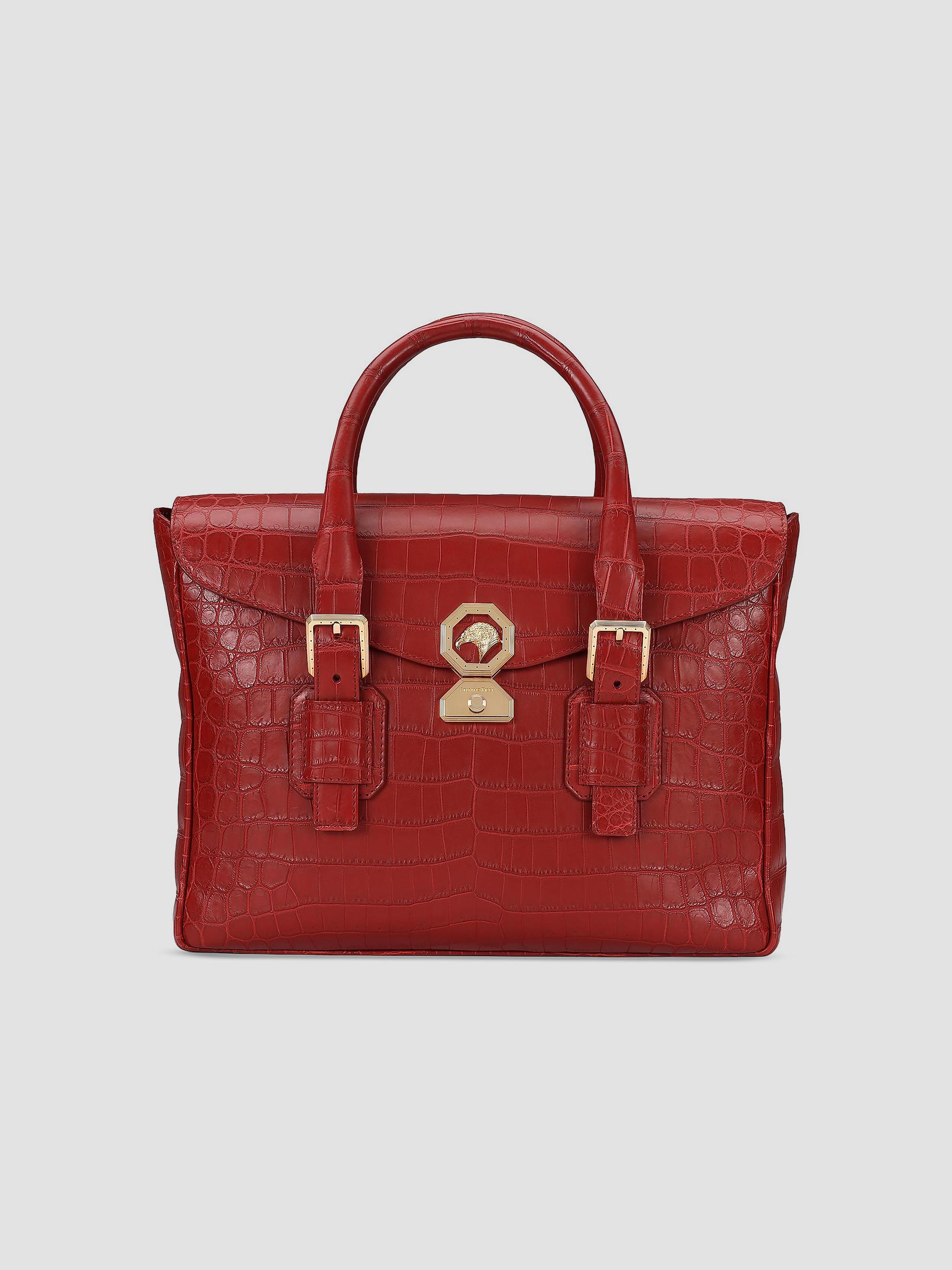 Stefano Ricci Men's Luxury Flap Croc Briefcase - Turquoise