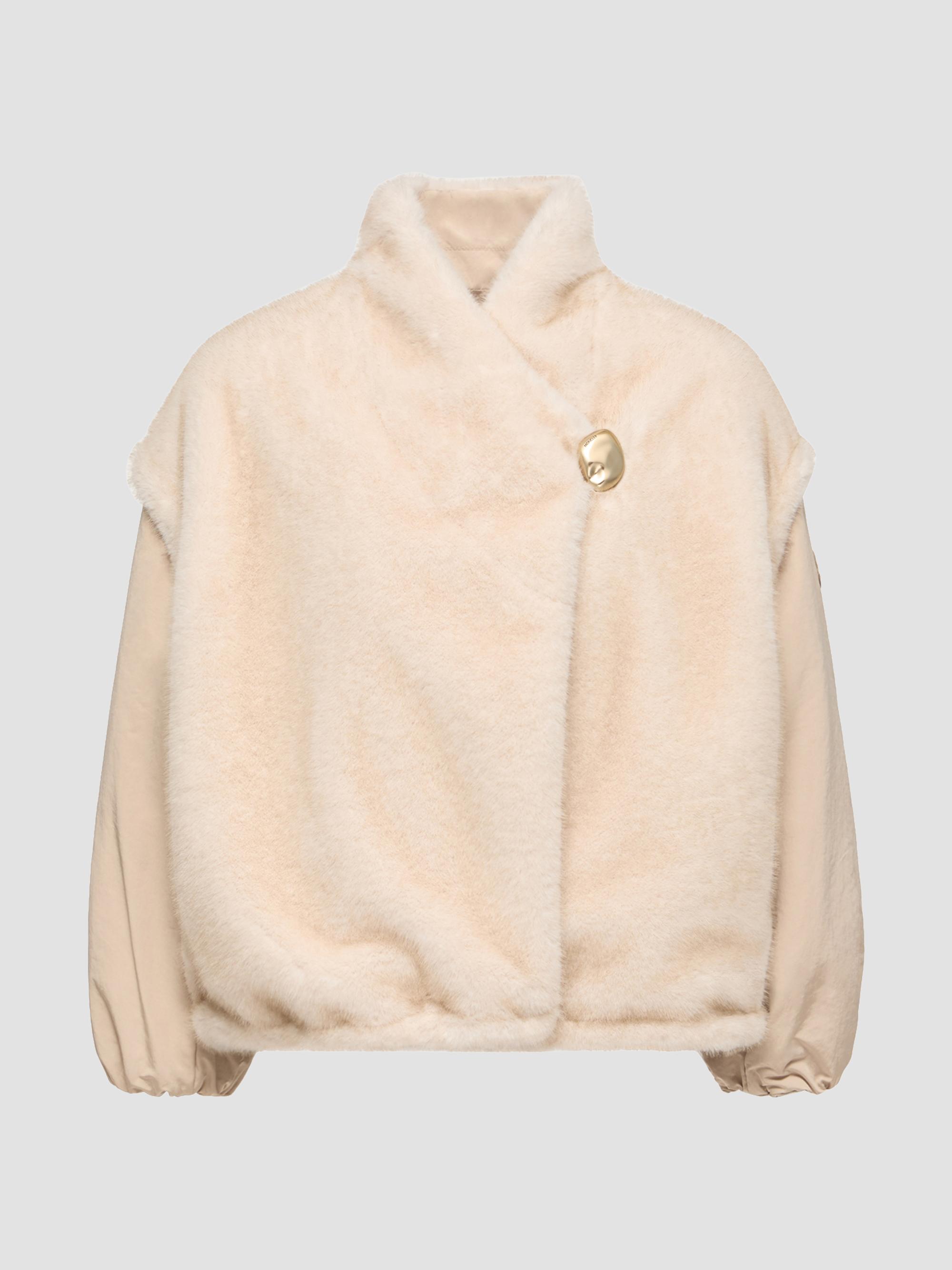 Moncler Women's Chardonneret 2-in-1 Reversible Puffer Jacket in Teddy - White