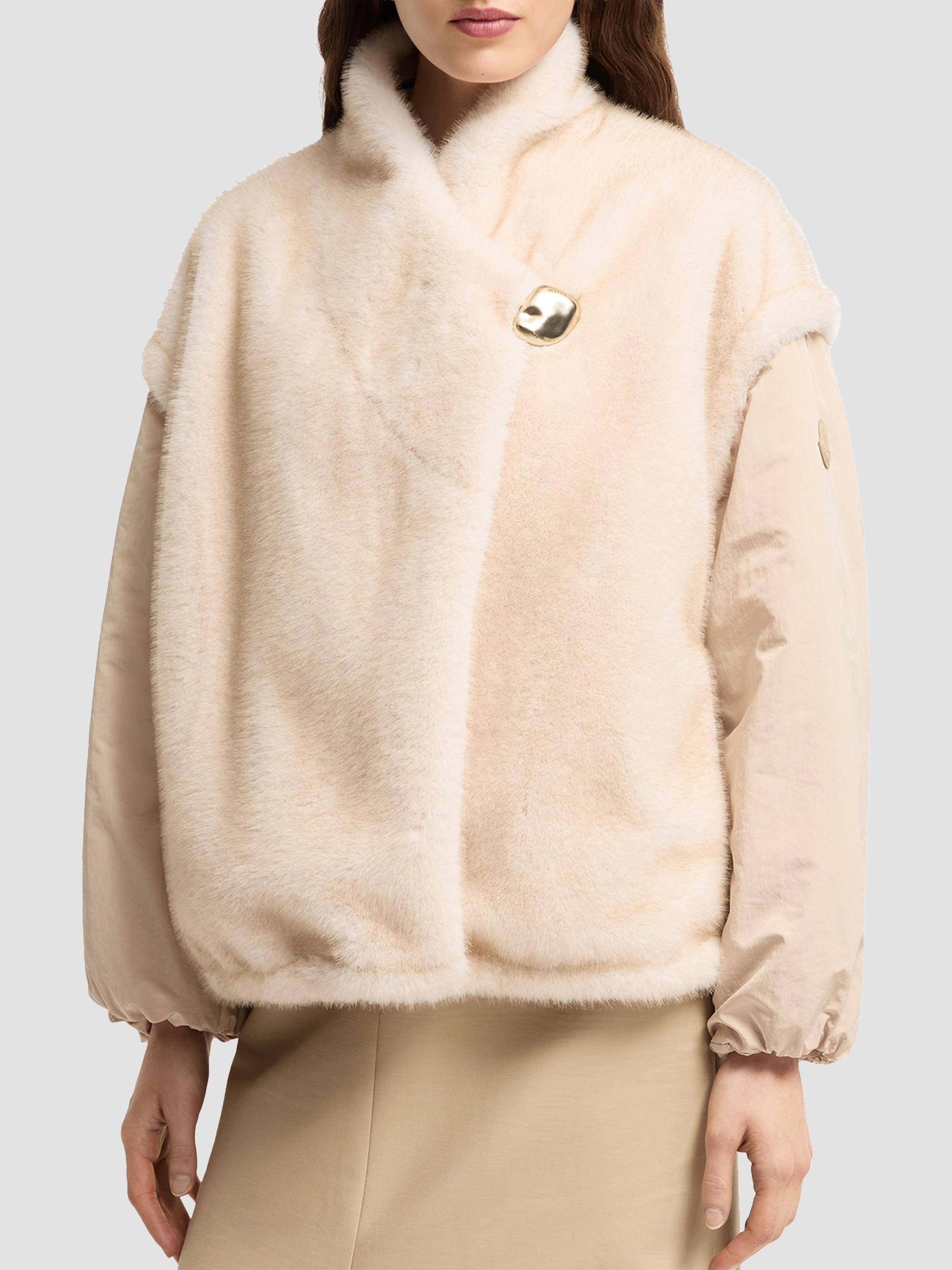 Moncler Women's Chardonneret 2-in-1 Reversible Puffer Jacket in Teddy - White | Thumbnail 2