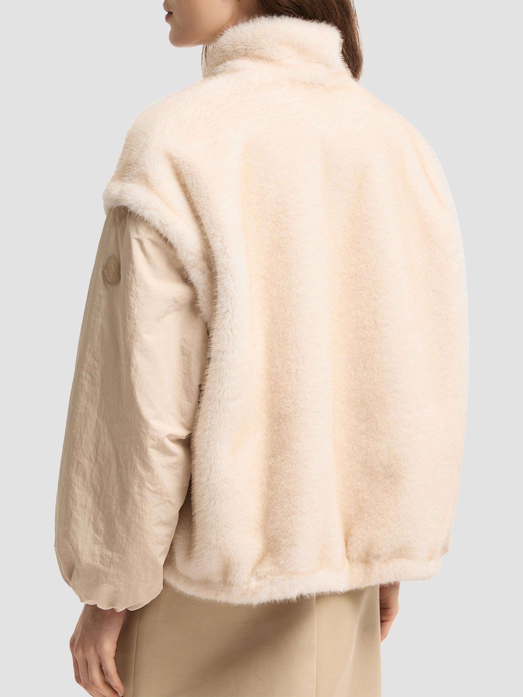 Moncler Women's Chardonneret 2-in-1 Reversible Puffer Jacket in Teddy - White | Thumbnail 3